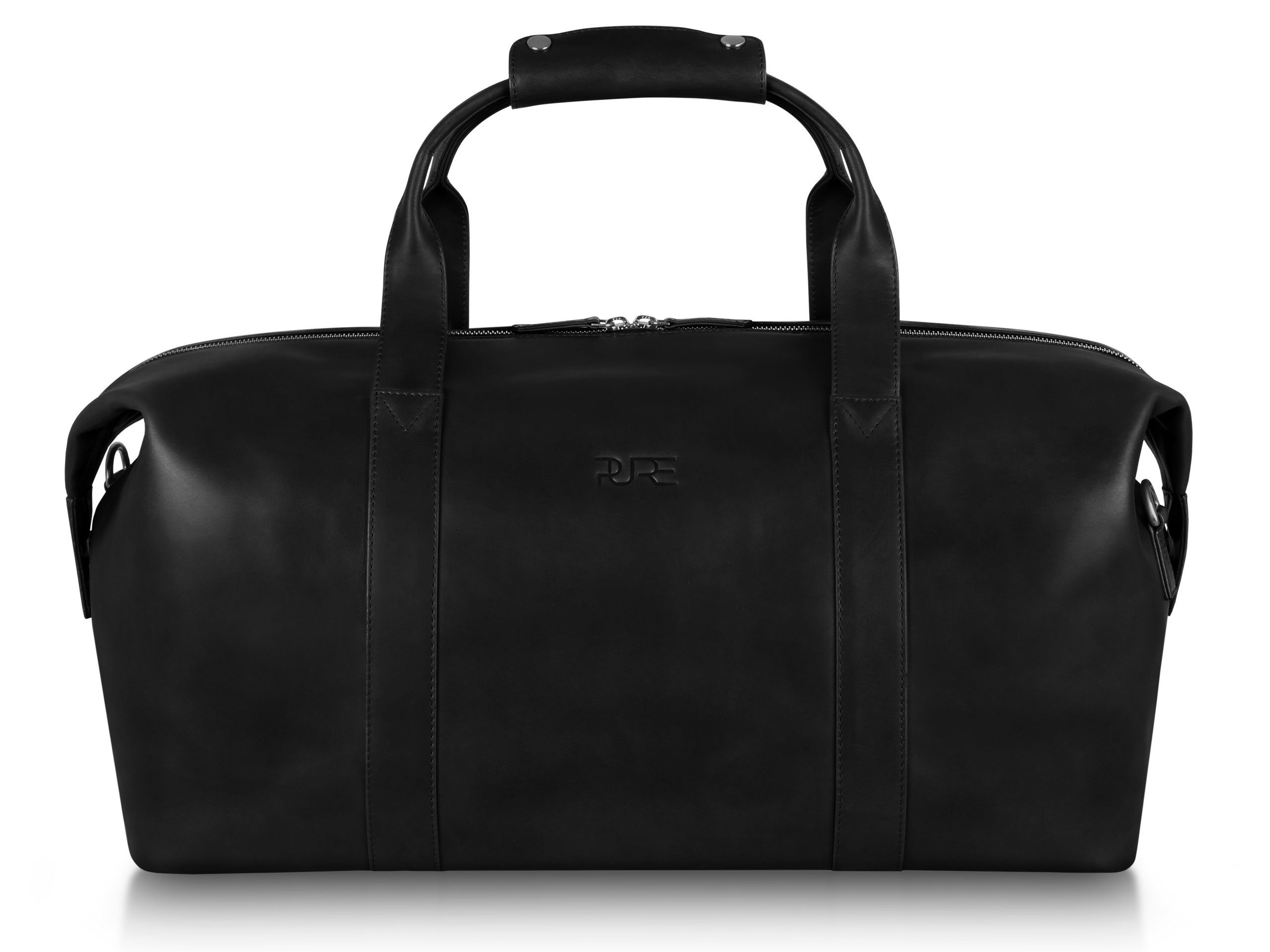 PURE Leather Studio Reisetasche Reisetasche ELNATH, Echtleder Weekender  Handgepäck Duffle Bag mit Trolley-Aufsteckfunktion