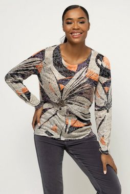 Gina Laura Rundhalsshirt T-Shirt Regular Fit Ausbrenner-Jersey Langarm