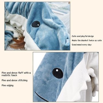 Wohndecke Shark Blanket,Hai Decke Zum Anziehen Schlafsack,Hoodie Shark, XDeer, Onesie Blanket,Super Weich,Gemütlich,Flanell,coolste Geschenk