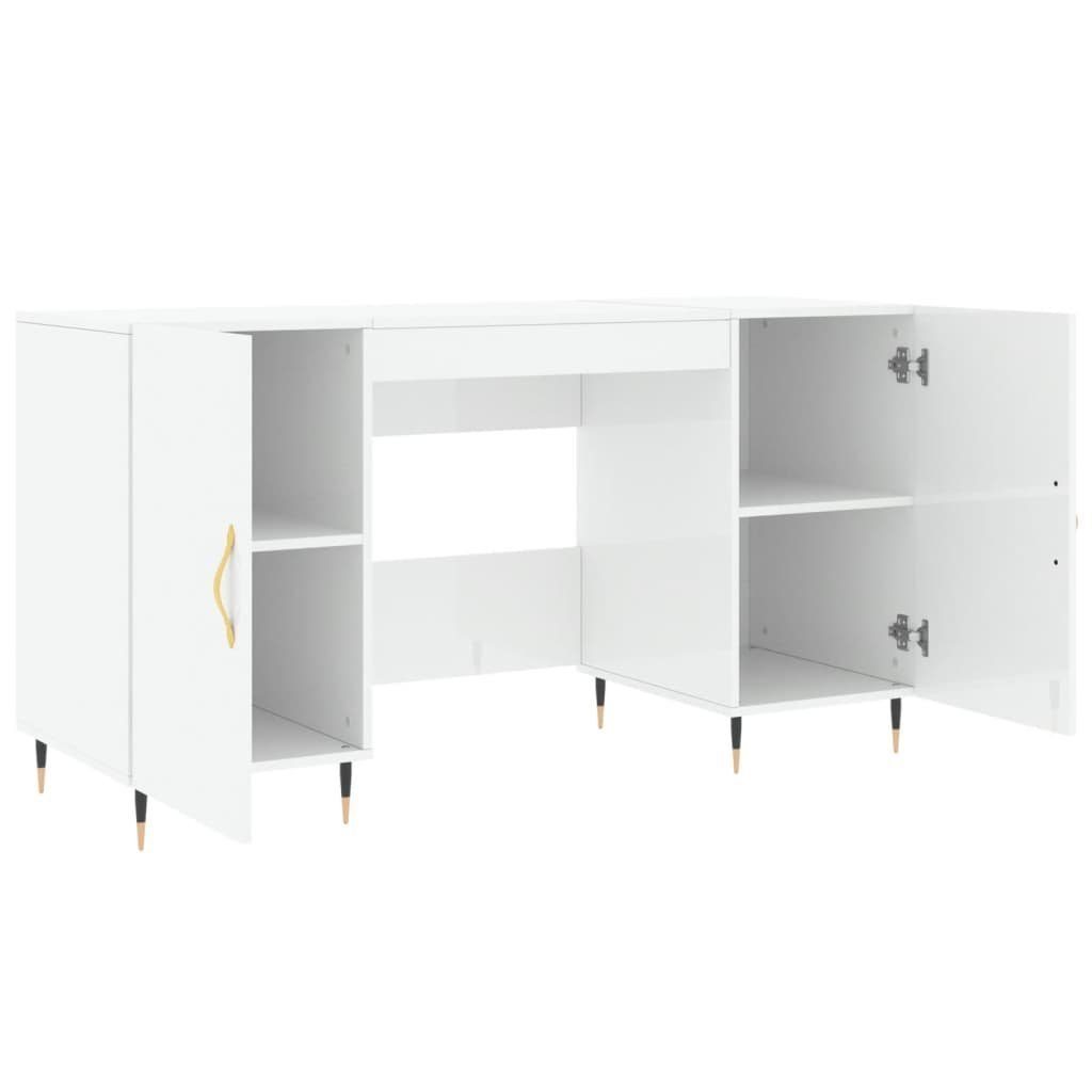 Schreibtisch 140x50x75 Holzwerkstoff cm Hochglanz-Weiß furnicato