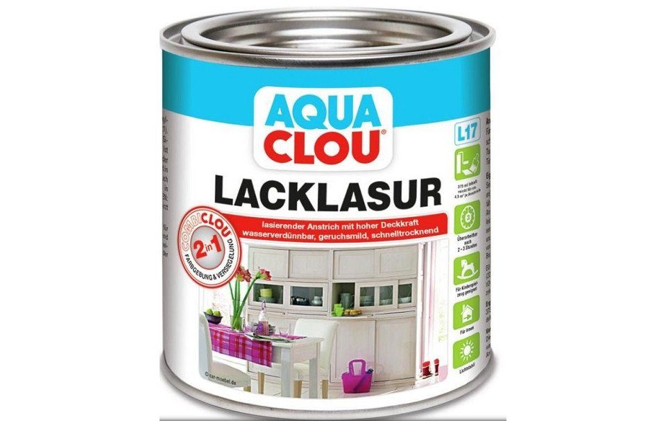 Holzlack Aqua Clou Lacklasur L17 Nr.16 375 ml weiß