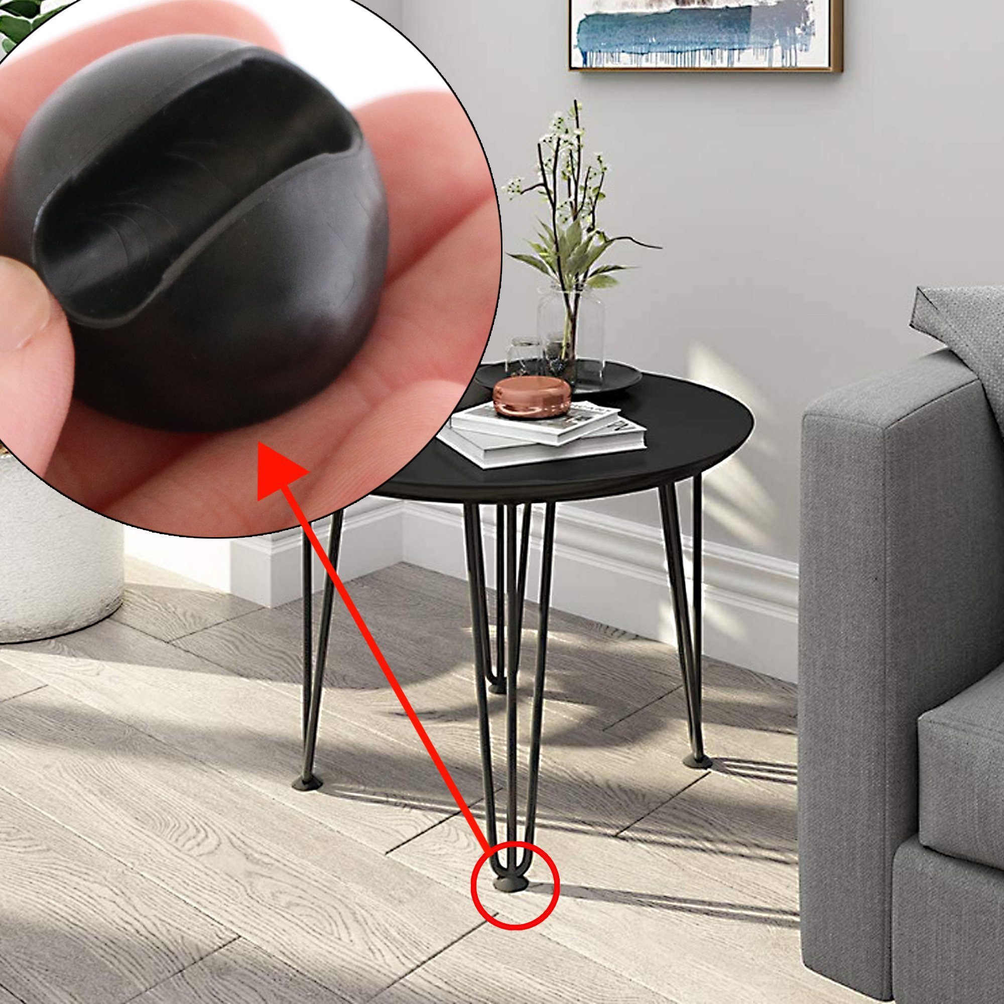 Melko Möbelfuß Bodenschutz 4er Set Hairpin Tischbeinschoner 12mm Schwarz Transparent, (4er Set, Tischbeine), Rutschfest