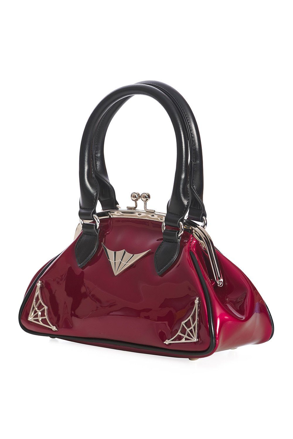 Banned Handtasche Night Lovers Burgunder, Vintage Lack Tasche mit Schultergurt