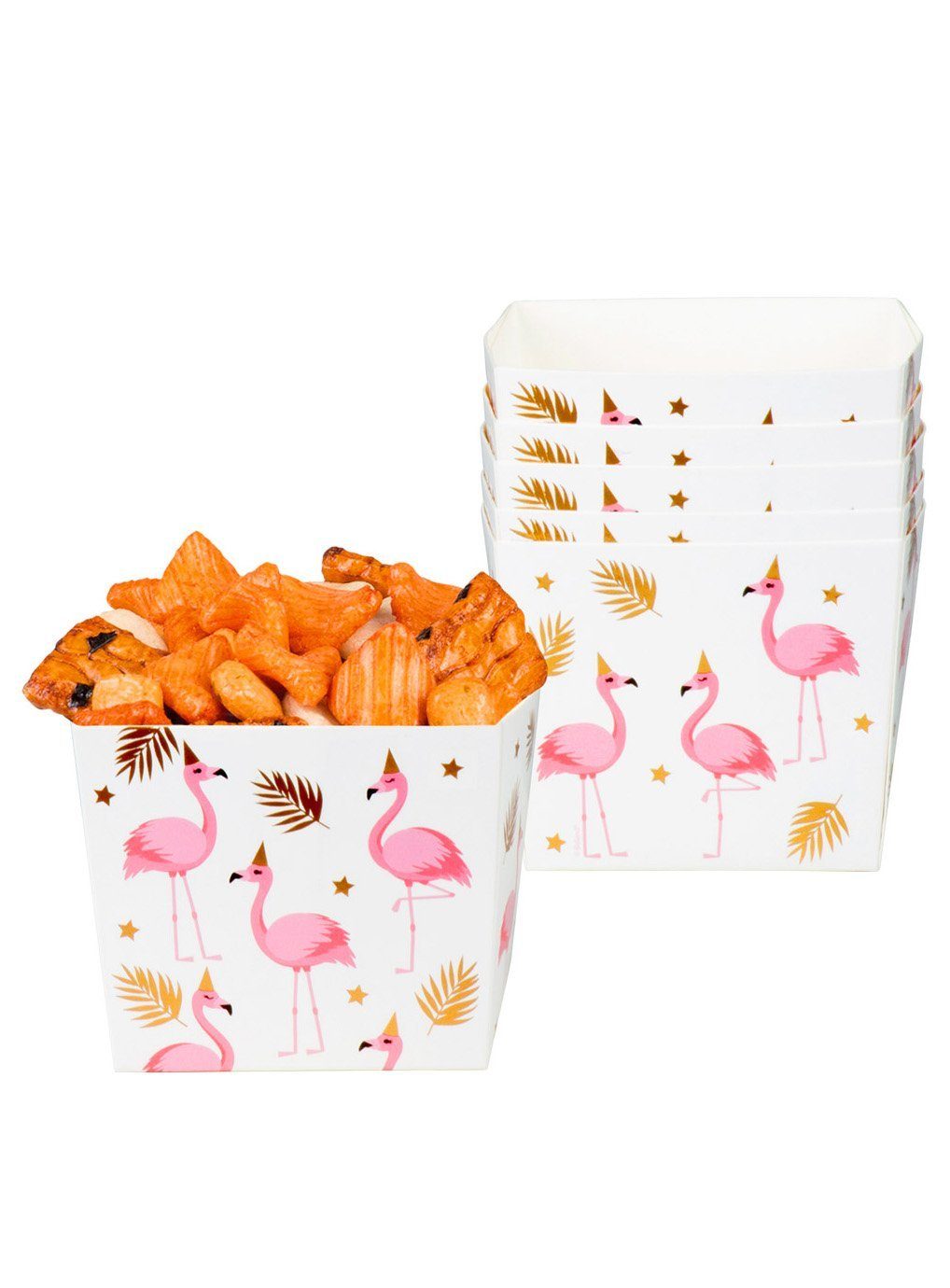 Boland Einweggeschirr-Set 6 Flamingo Snackboxen, Pappe, 40