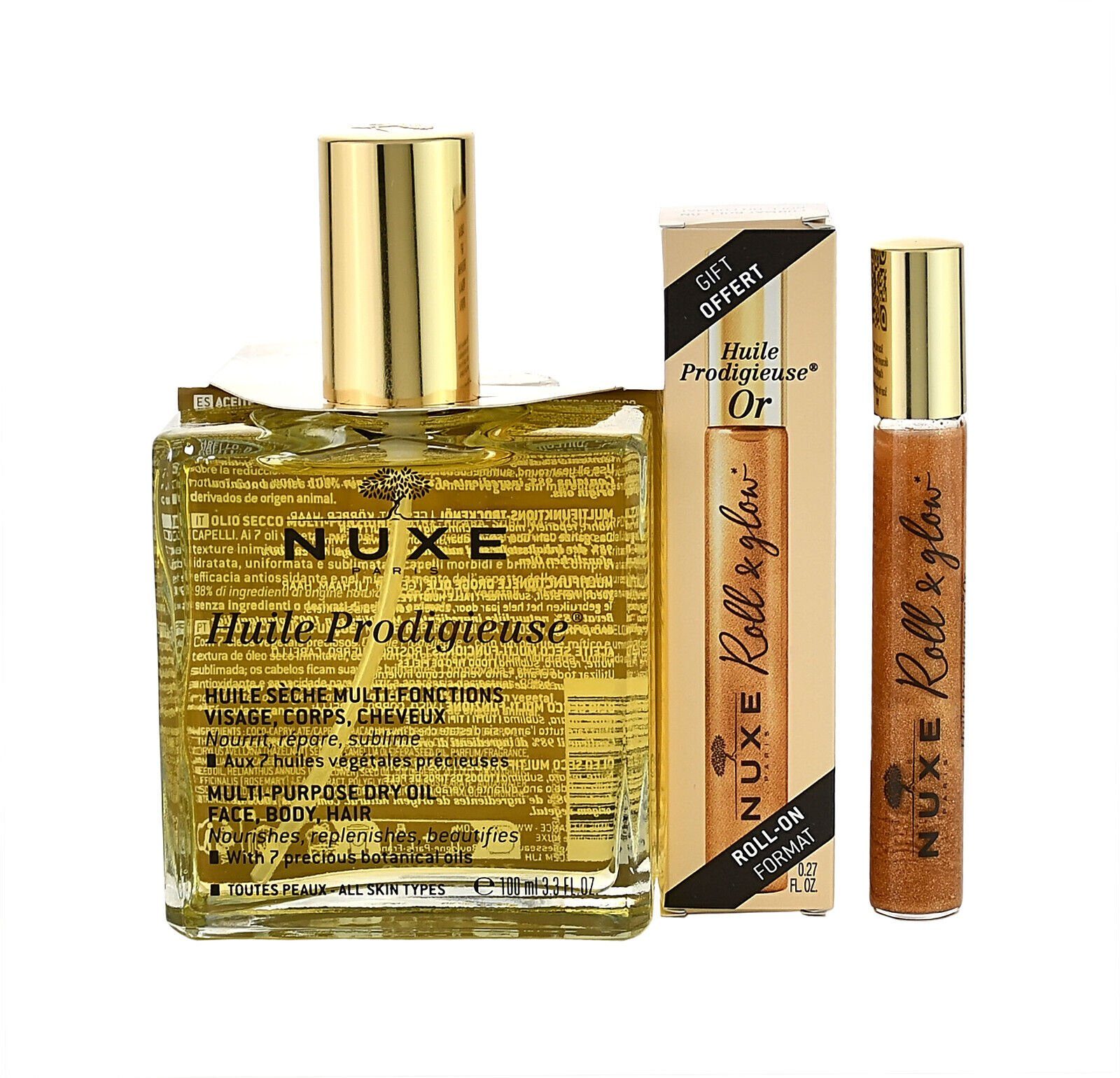 Nuxe Körperöl NUXE HUILE 8ml PRODIGIUSE 100ML OIL DRY + & Roll Glow