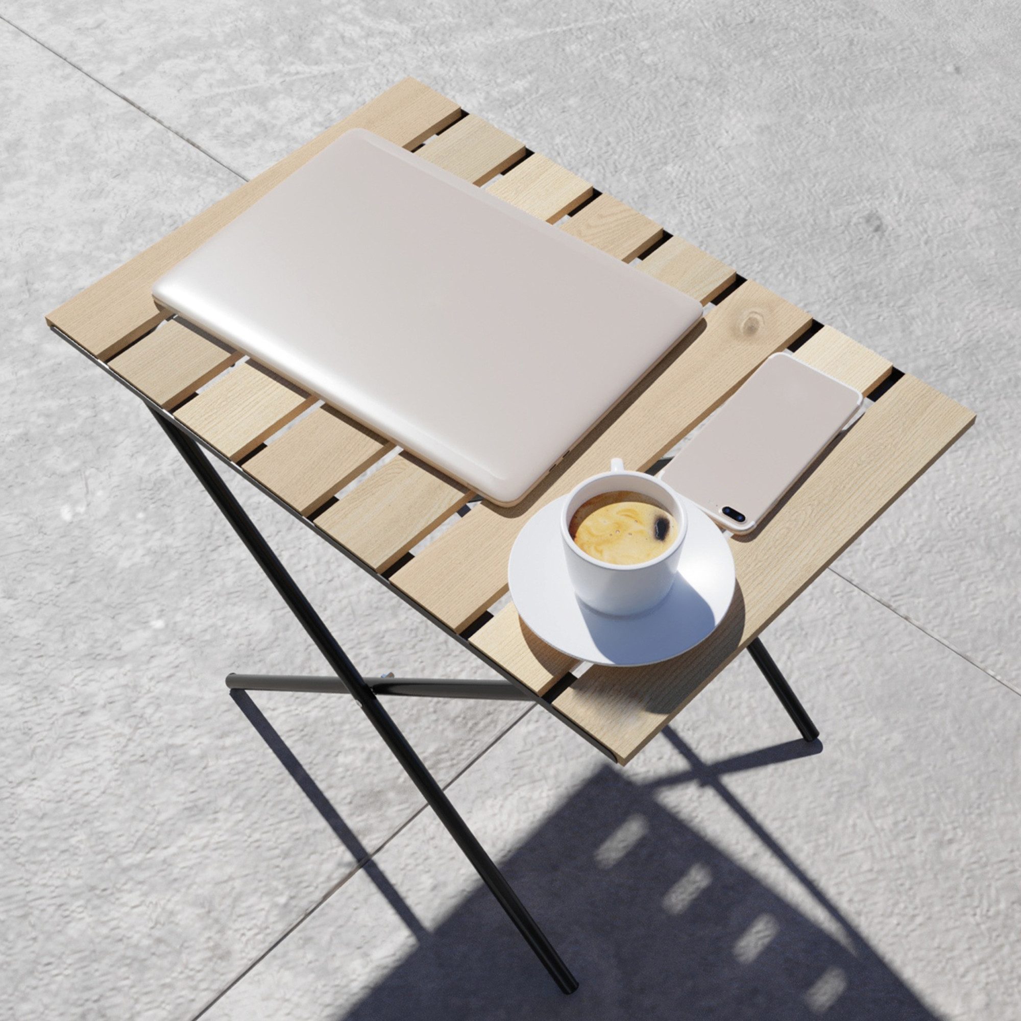 en.casa Klapptisch, »Cavallino« Metall Holz 60 x 40 x 57 cm Natur
