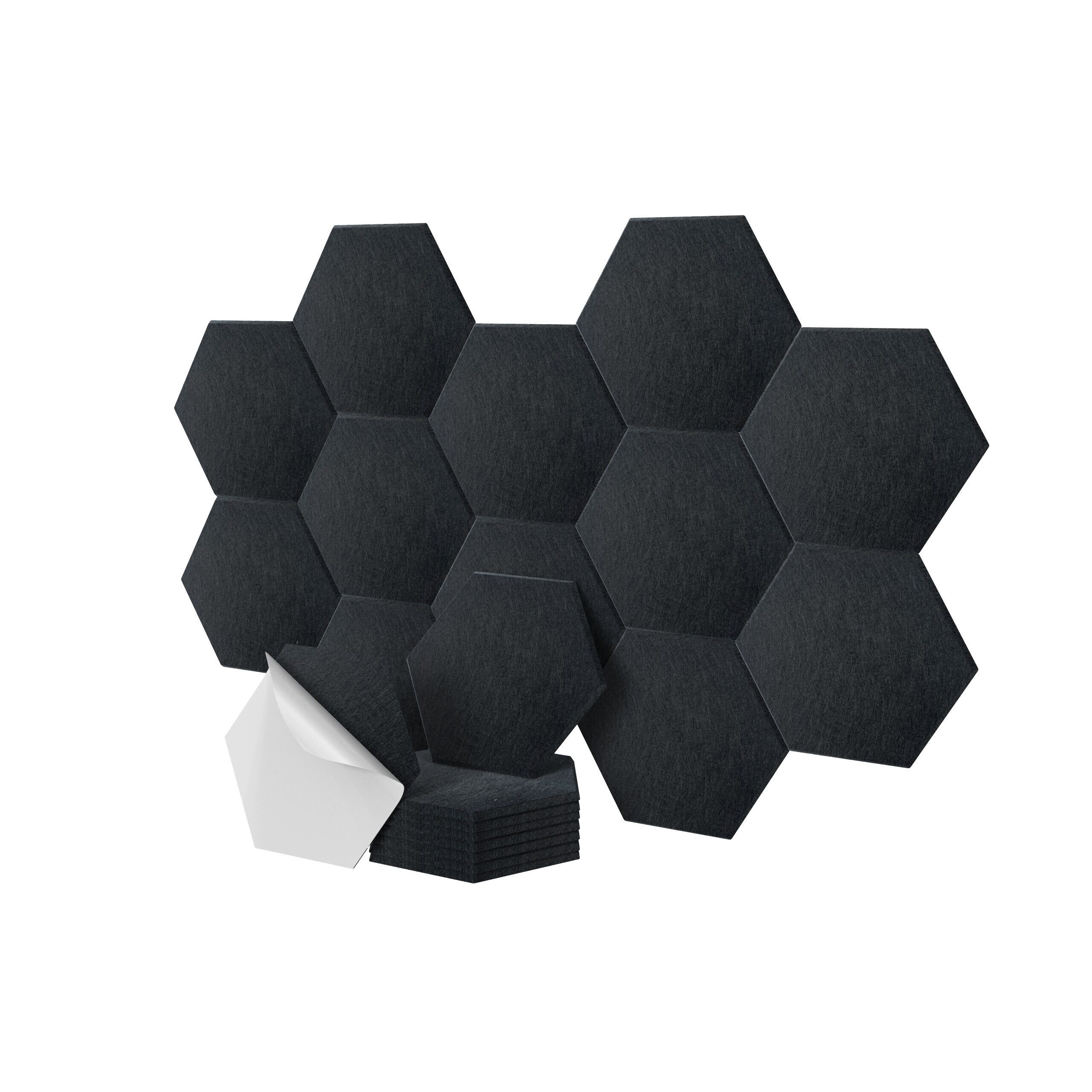 relaxdays Akustikplatte Hexagon Akustikplatten Set selbstklebend, (36-St), schwarz