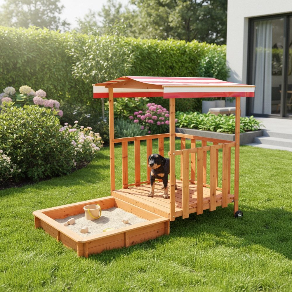Mucola Sandkasten Sandkasten Sandkiste Holz Dach Sandbox Plane Kinder Spielhaus Sitzbank, (Stück, Sandkasten), Bereits imprägniert (biologisch unbedenklich)