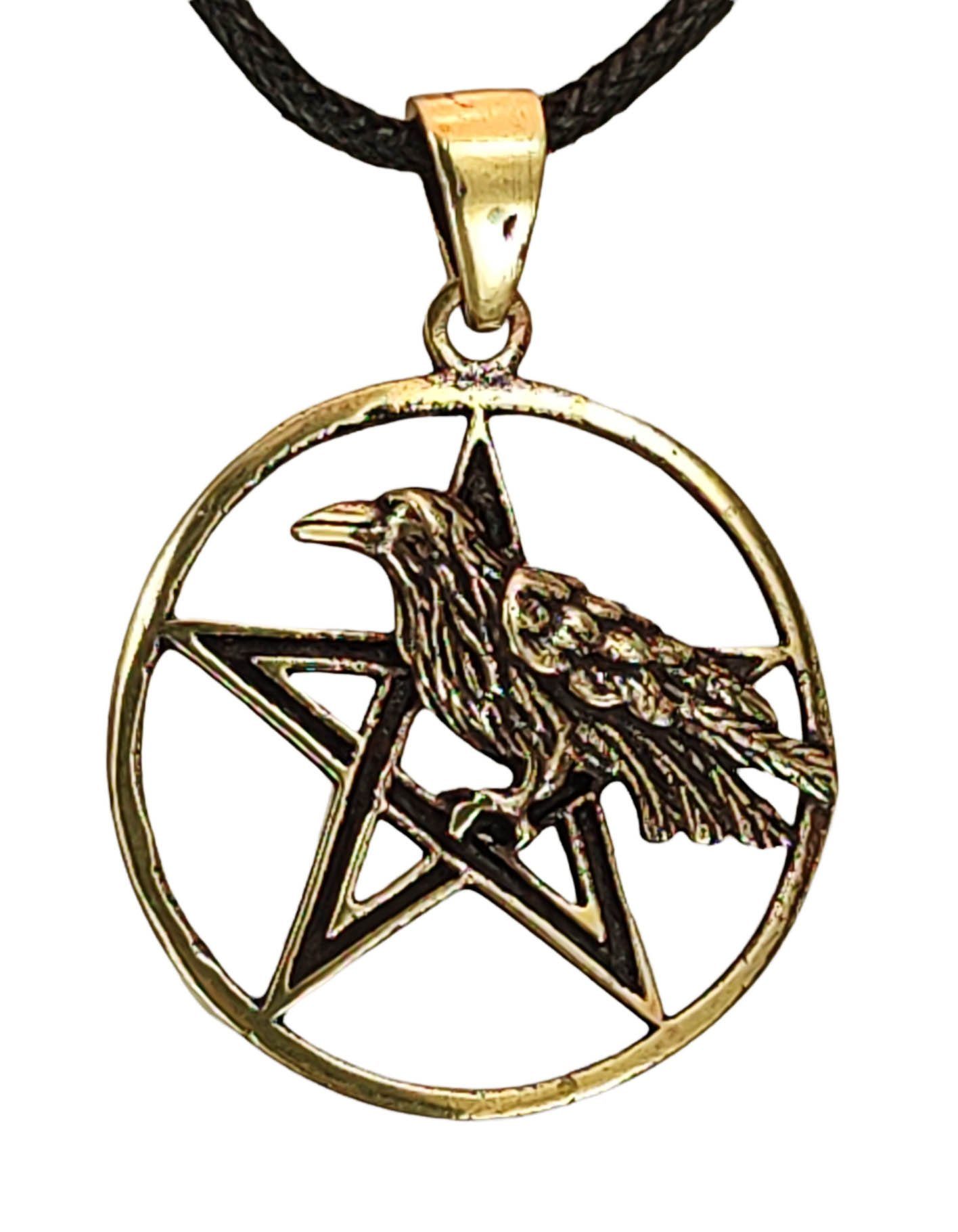 Bronze Rave Nr.161 Pentagramm Kiss Keltenknoten of Sichel Anhänger Leather Kettenanhänger Rabe