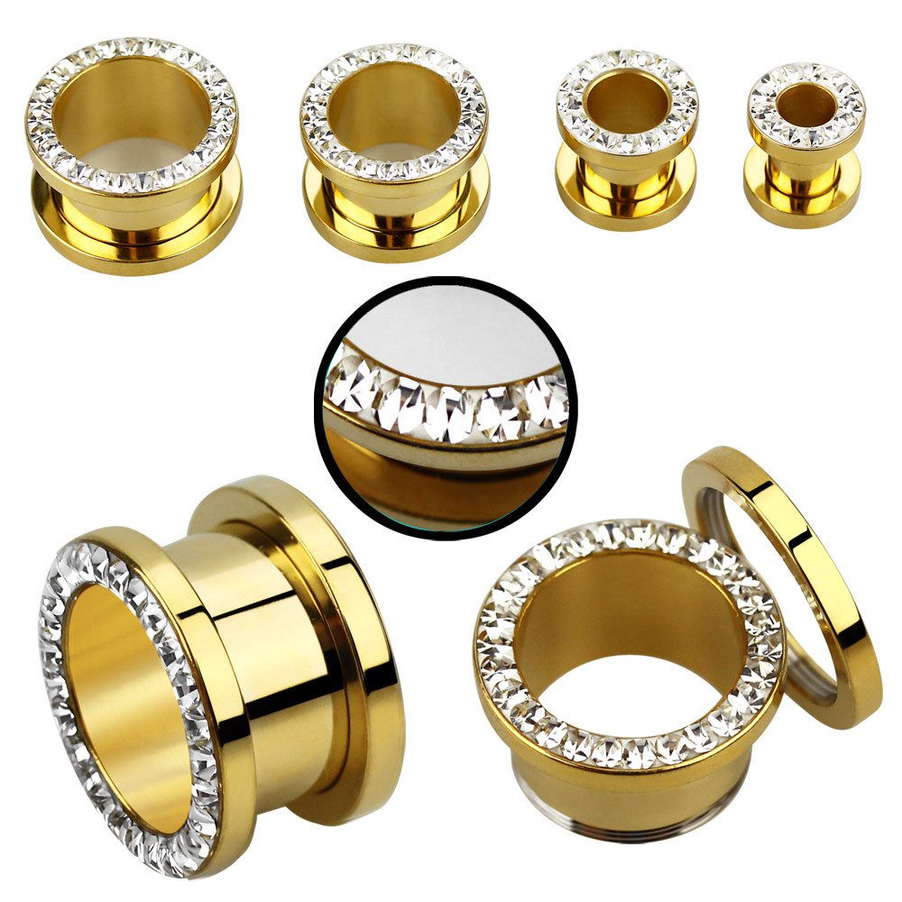 Adelia´s Plug Piercing - Plug 316L Stahl Opal, mit Opal, 11 mm Länge, 316L Stahl