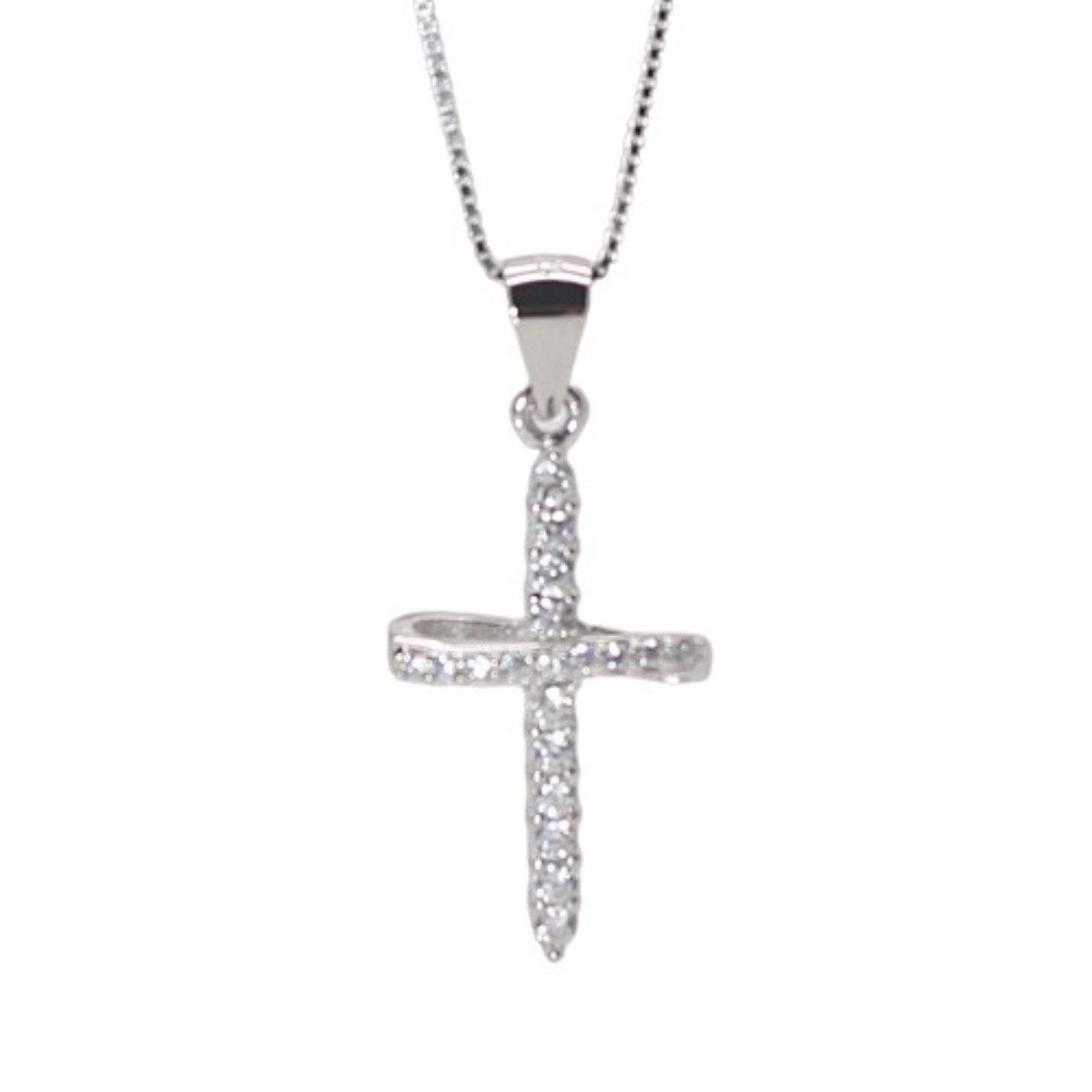 ELLAWIL Silberkette Kette mit Kreuz Anhänger Jesuskreuz Kreuzanhänger Kirche Christentum (GESCHENKIDEE, Kettenlänge 40 cm, Sterlingsilber 925), inklusive Geschenkschachtel