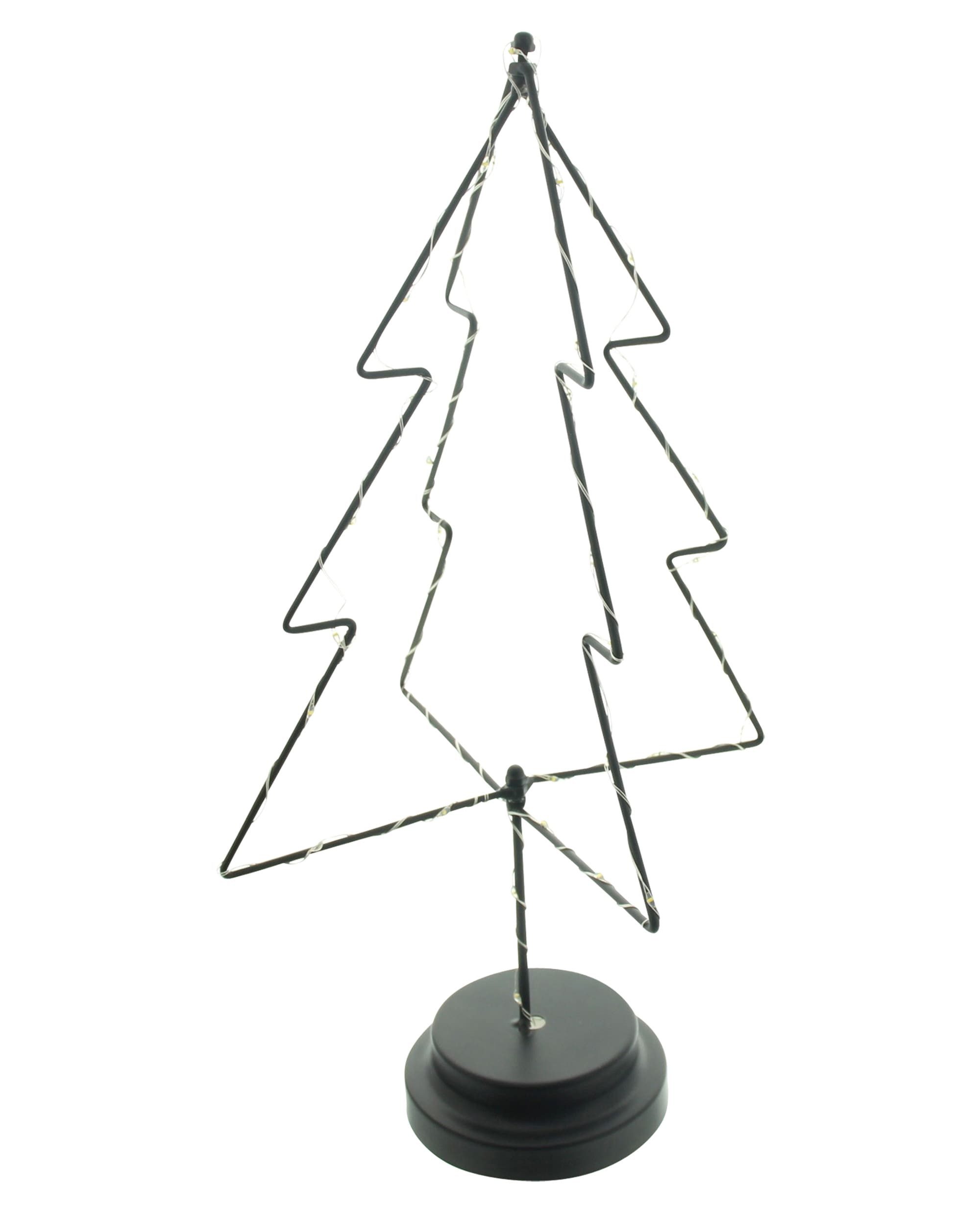 Dekoleidenschaft LED Dekofigur Tanne "Black" Metall, schwarz, 38 cm hoch, Weihnachtsdeko, Winterdeko, Metalldeko, Leuchtdeko