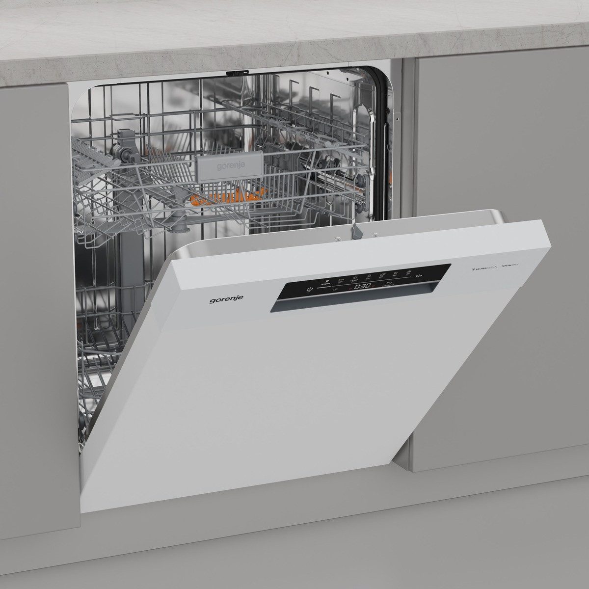 GORENJE Unterbaugeschirrspüler GU642C90W, 9,7 l, 14 Maßgedecke, auto. Türöffnung, Hygiene Programm, Startzeitvorwahl