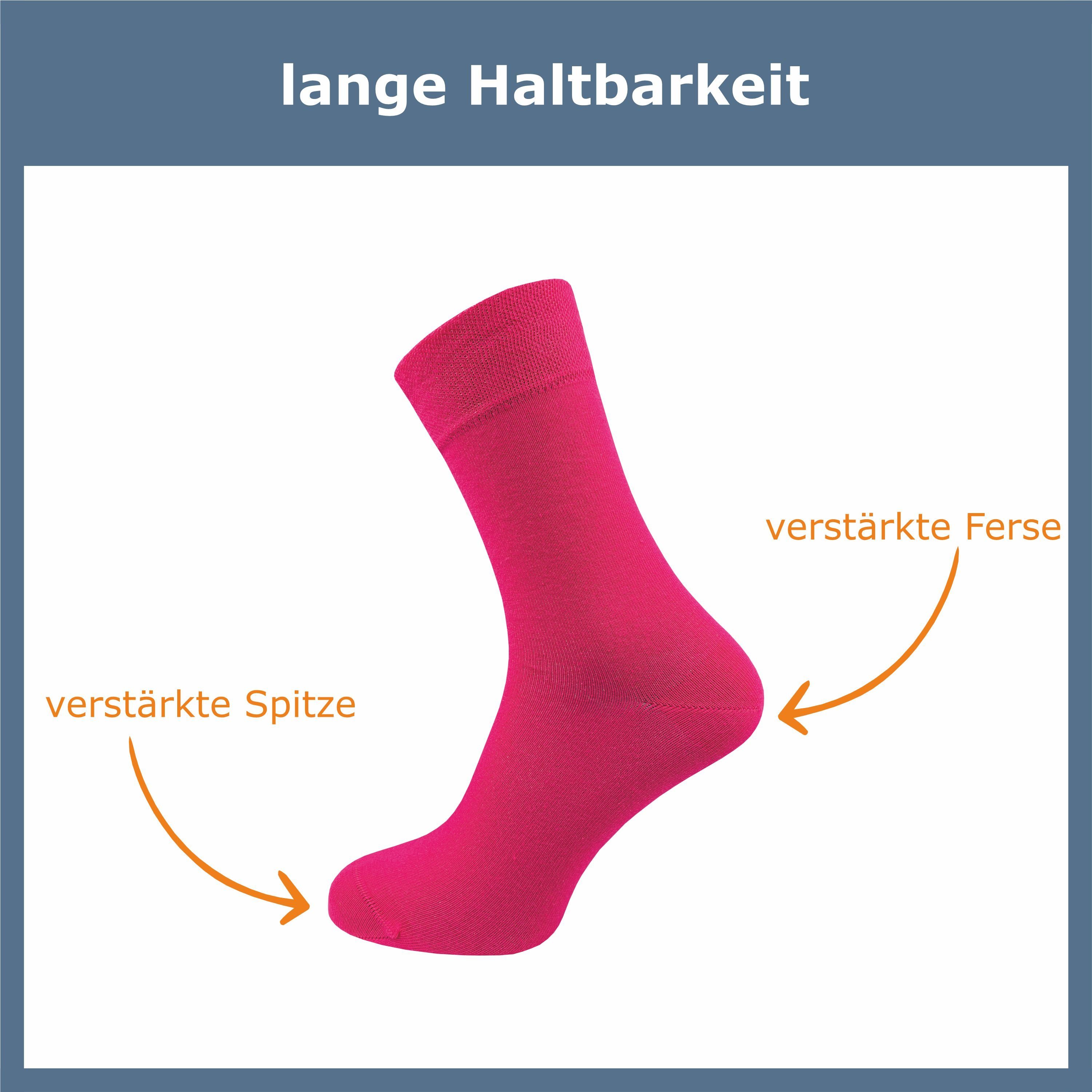 GAWILO Socken für & Damen ohne schwarz, & blau Naht Premium drückende Paar) - (6 Baumwolle fuchsia Herren grau Komfortbund doppelt - hochwertiger, aus gekämmter