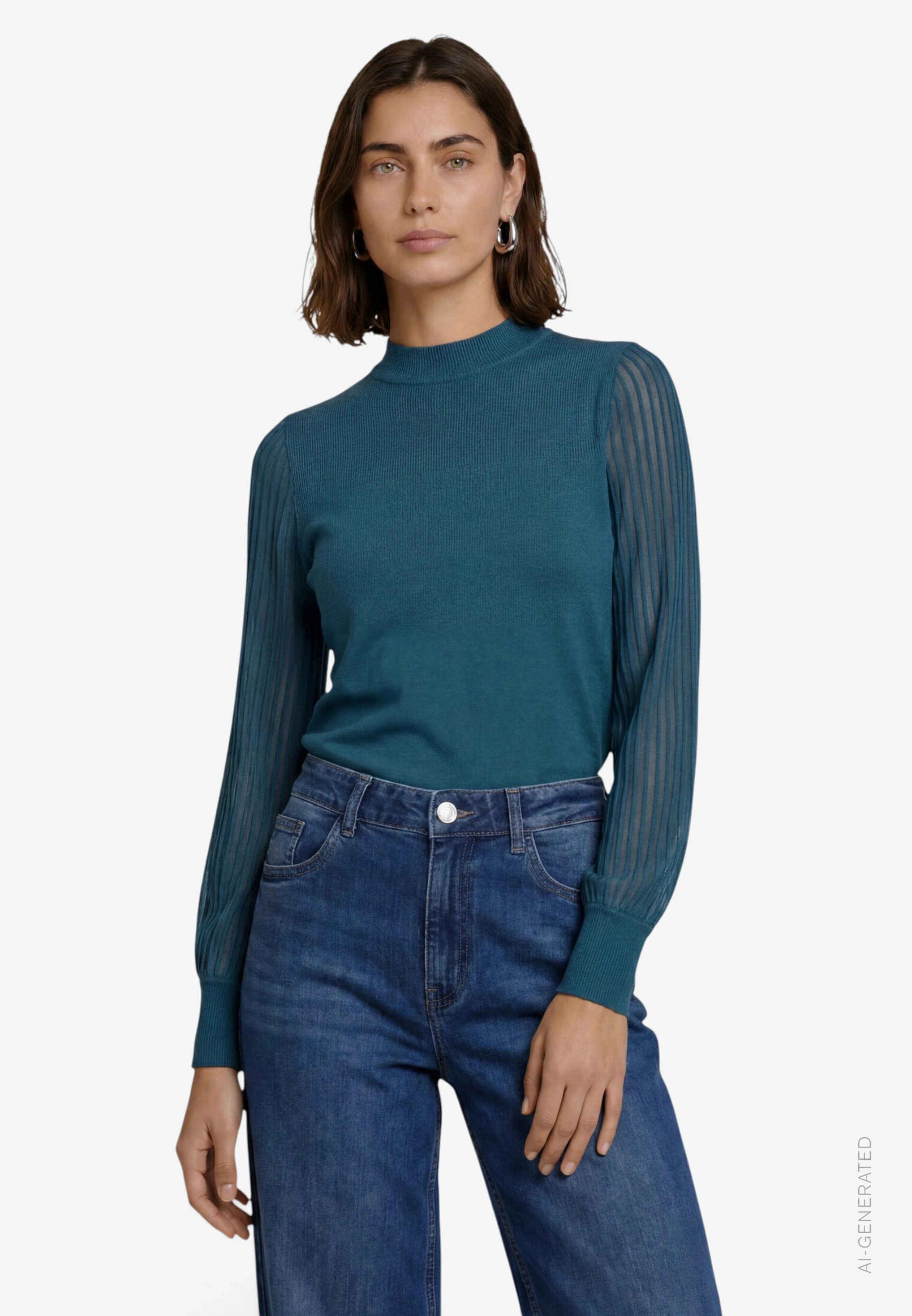 Zero Strickpullover mit transparenten Ärmeln