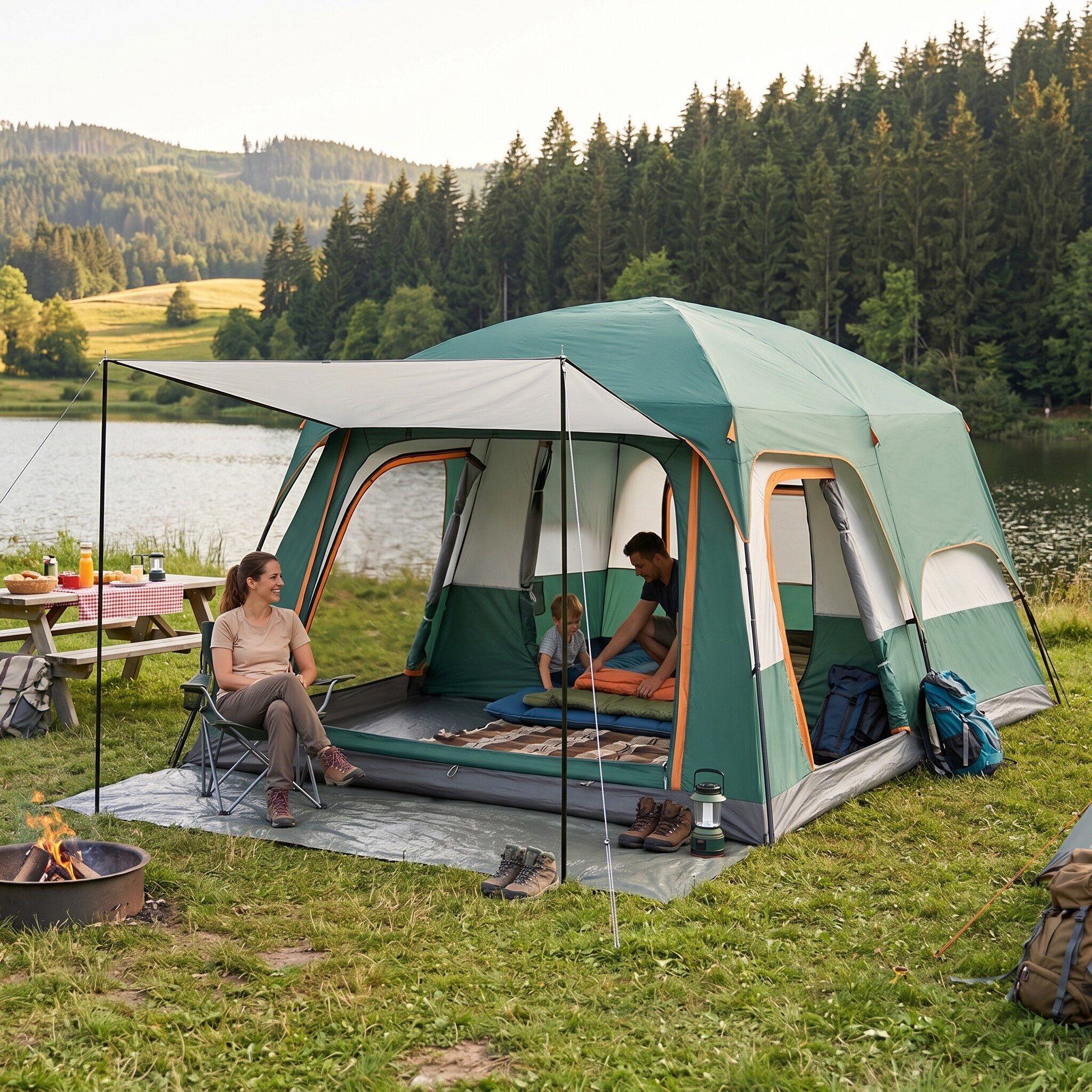 GARRYFIZH Gruppenzelt GroßEs Zelt Zelt Groß Zelt 8-12 Personen Familienzelt, Personen: 8, 430*305*200cm