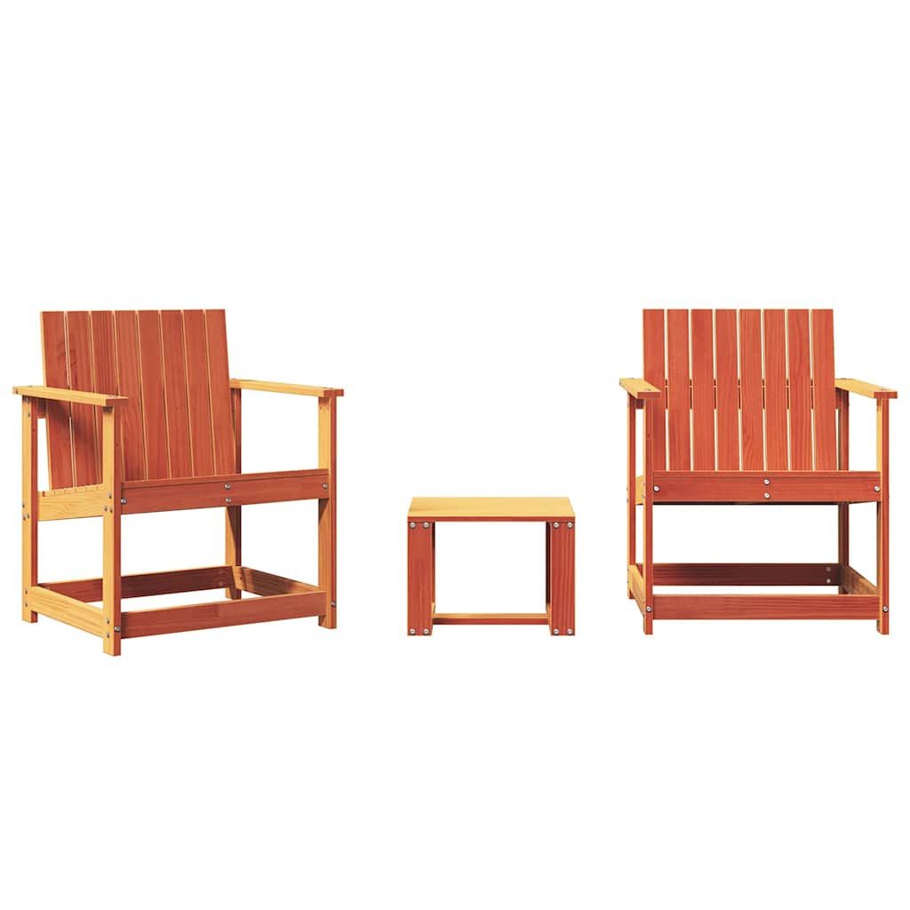 vidaXL Gartenstuhl 3-tlg. Garten-Lounge-Set Wachsbraun Massivholz günstig online kaufen