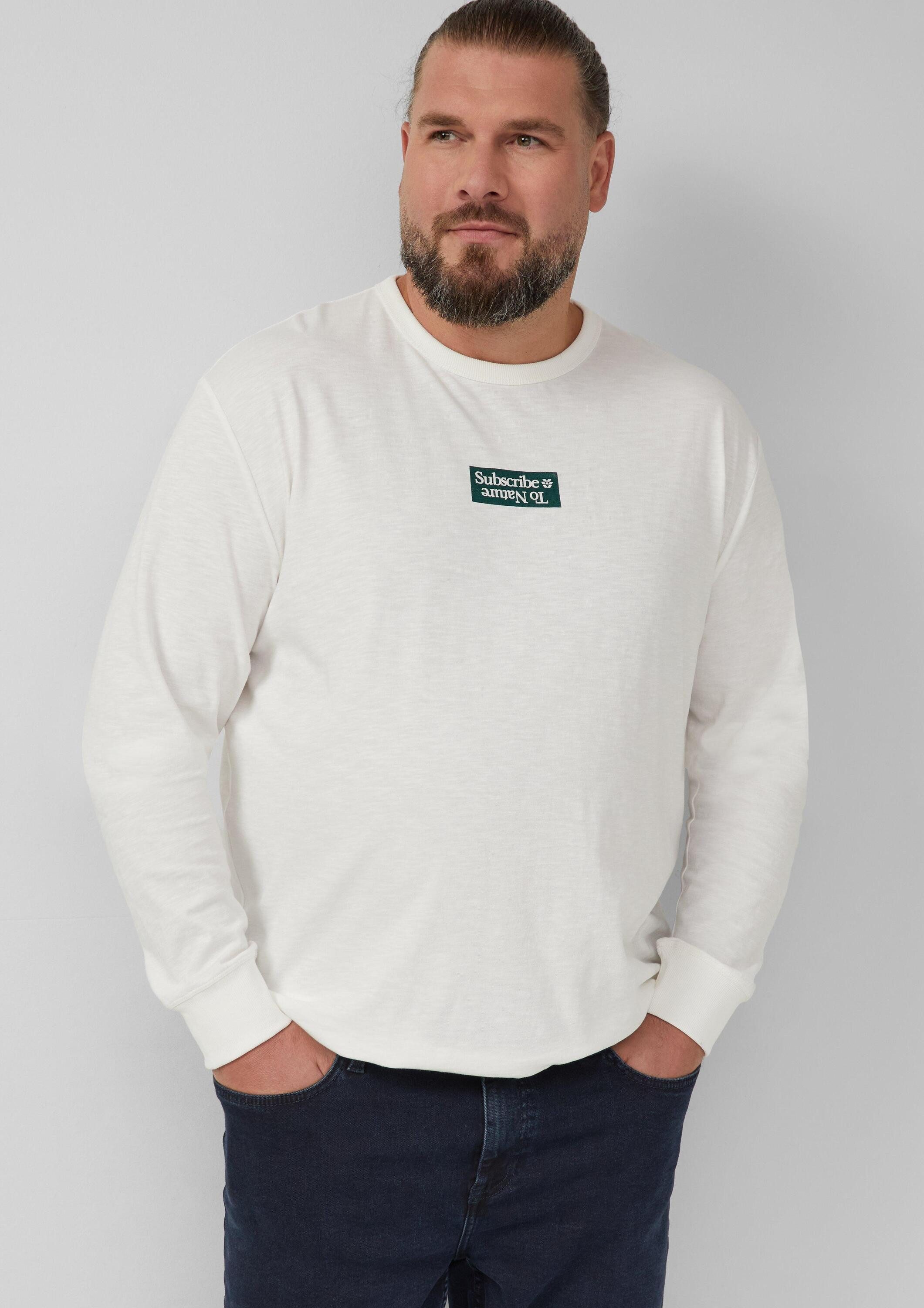 s.Oliver Langarmshirt T-Shirt Longsleeve mit Flammgarnstruktur und Frontprint
