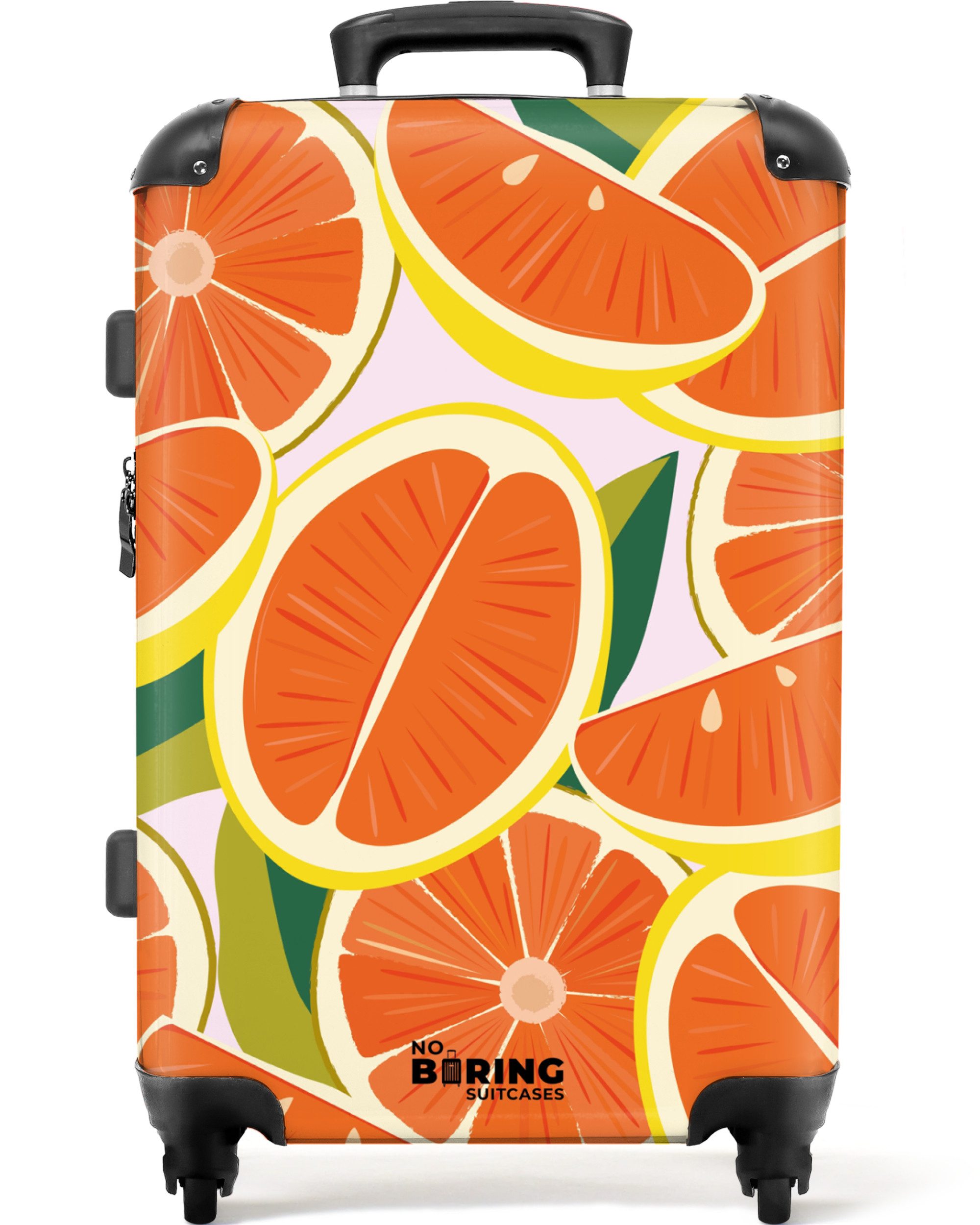 NoBoringSuitcases.com© Hartschalen-Trolley Rosa mit Orangen 67 günstig online kaufen