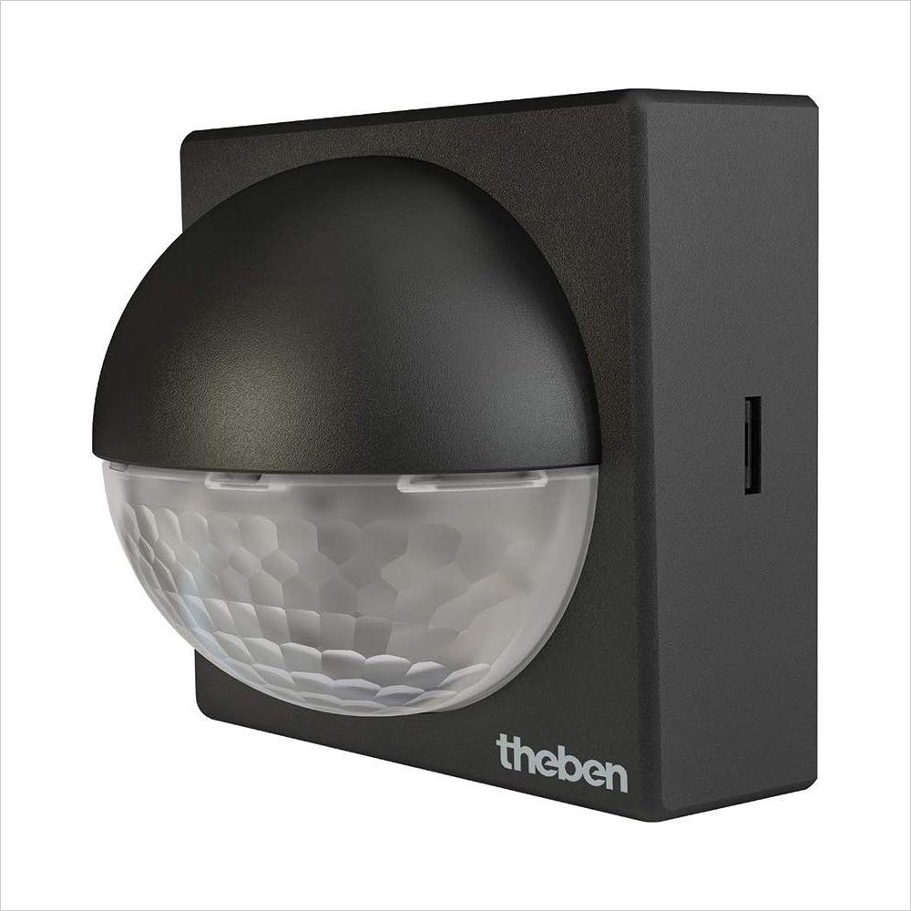 theben Bewegungsmelder theLuxa R180 BK 1010201 Bewegungsmelder, Wandmontage, 180° Erfassung, Schule/Sportplatz, robust, schwarz