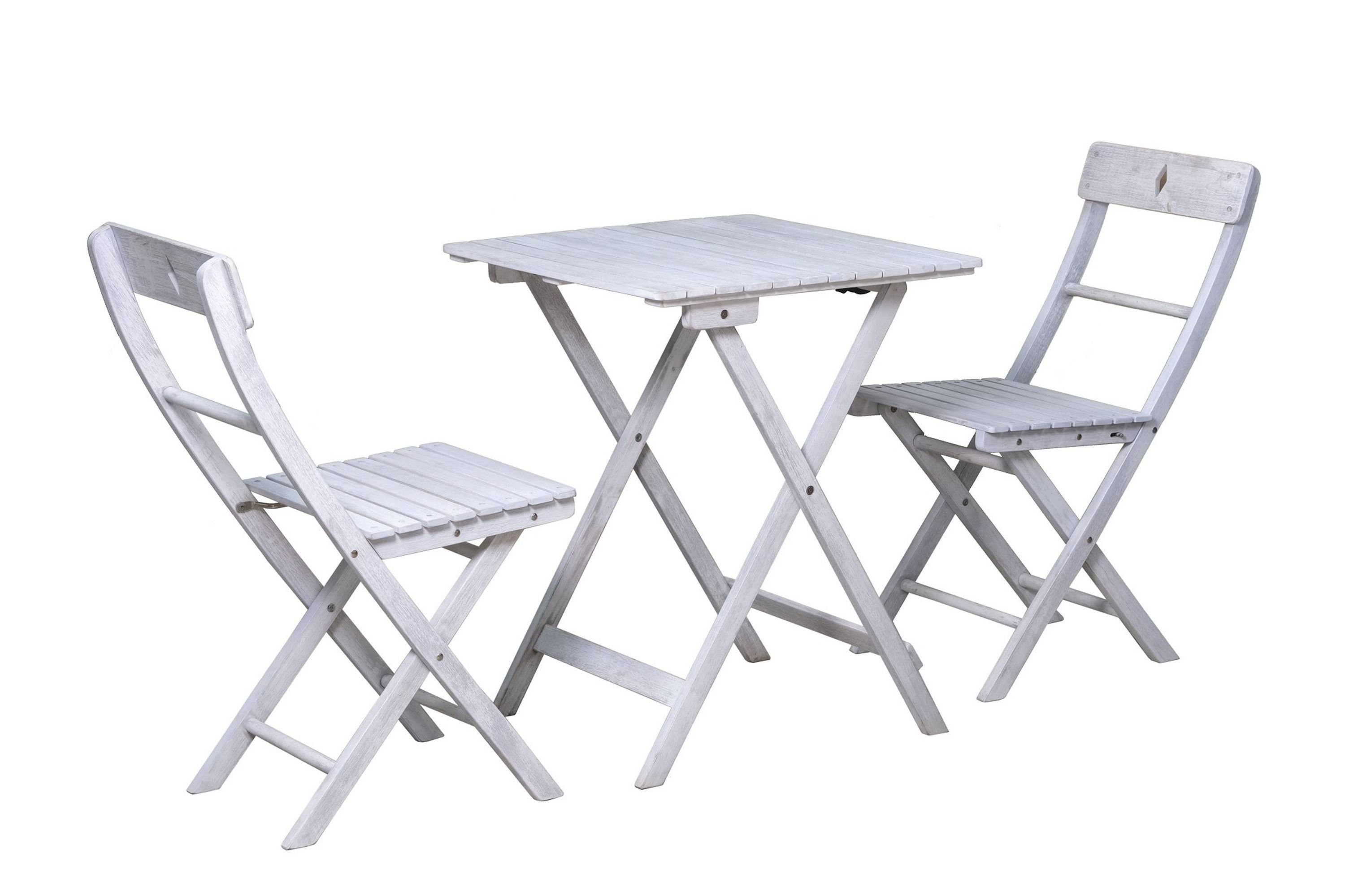 bestehend 3-tlg., Living klappbare DONG GMD Sitzgruppe aus Tisch), 2 HOI, & (Garten-Sitzgruppe, Sitzgruppe Stühle