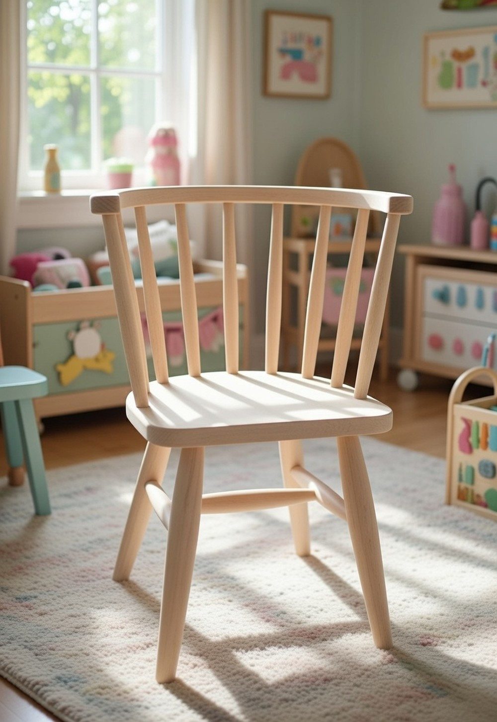 Xlmoebel Kinderstuhl Bequemer Kinderstuhl aus Holz in Beige für das Esszimmer, Made in Europa