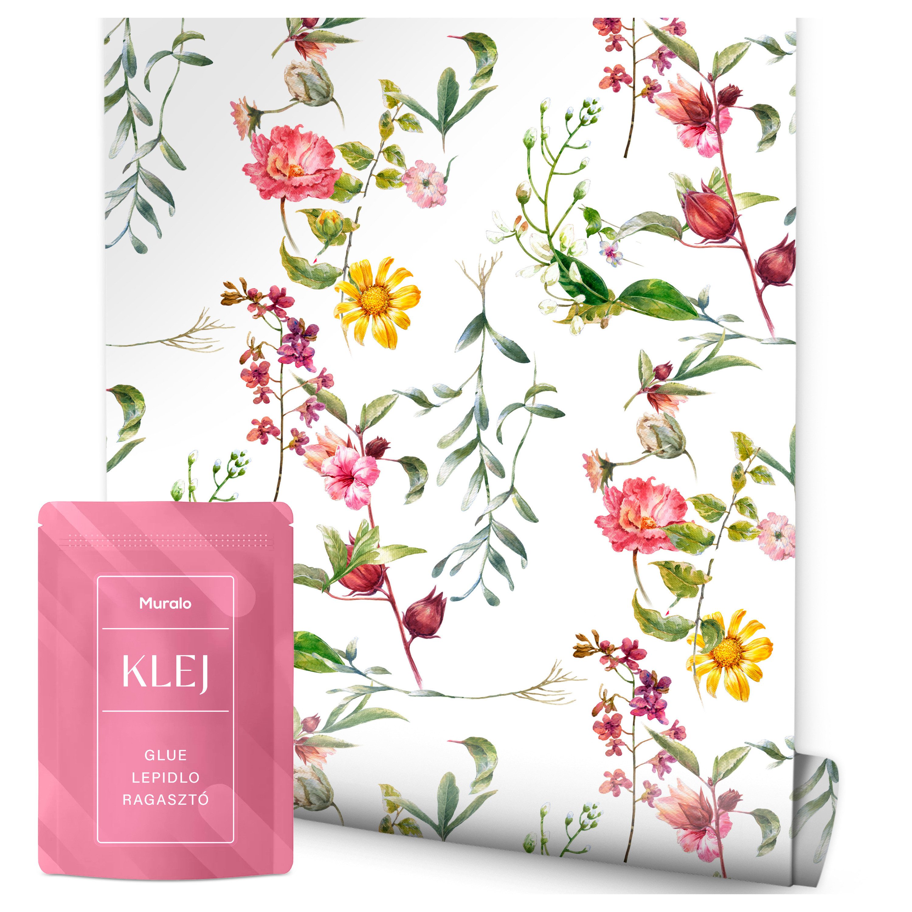 Muralo Vliestapete Wandtapete Blumen – Fototapete Vlies 0,50 x 10 m Wohnzimmer, floral, Blumenkomposition, Rolle 0,50 x 10 m, Vlies 130 g/m²