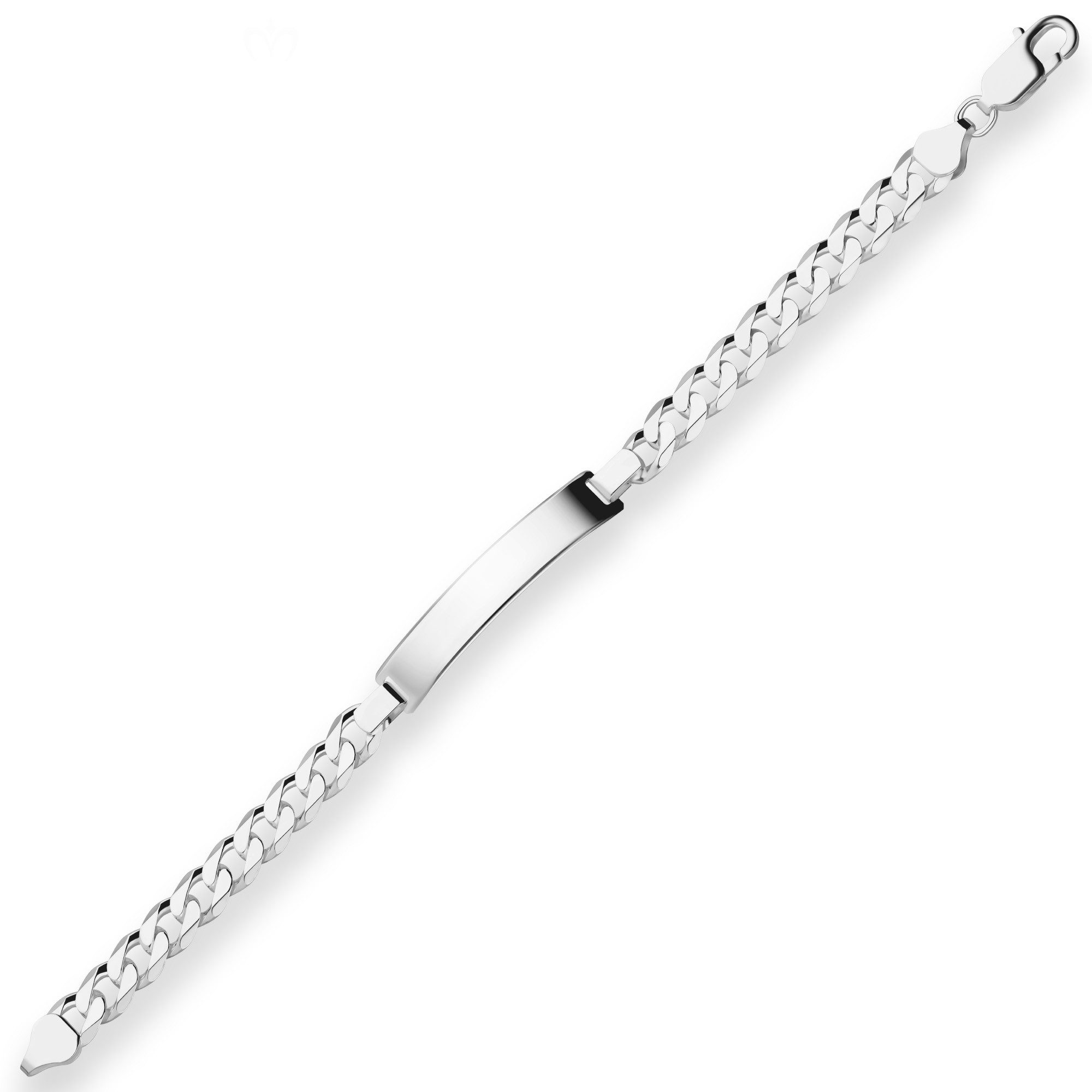 Schmuck Krone Panzerarmband 7,5mm Id-Armband Panzerkette Schildband aus 925 Silber 19cm, Silber 925