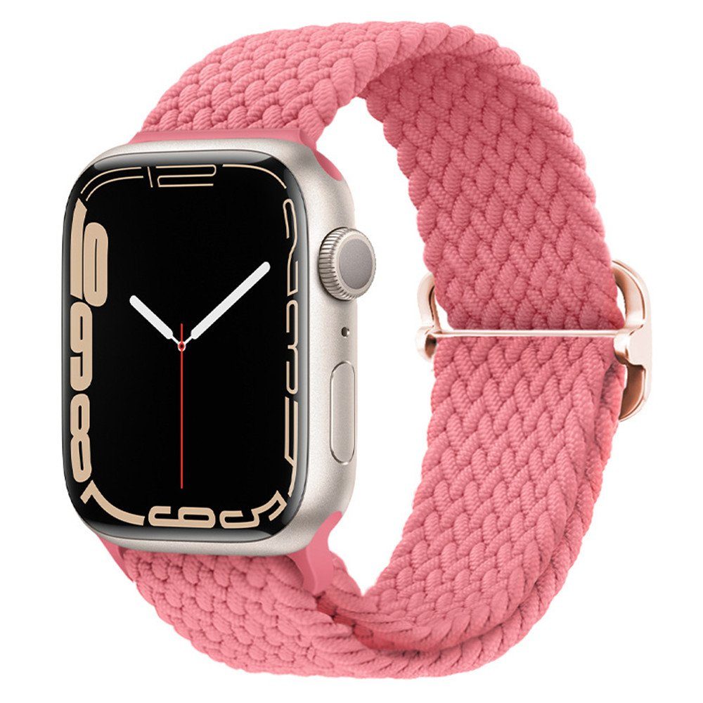 XDeer Uhrenarmband Nylon Loop Armband für Apple Watch Armband 38/40/41mm und 42/44/45mm, elastisches Stoff Geflochtenes Sport Band für iWatch Series 7 pink