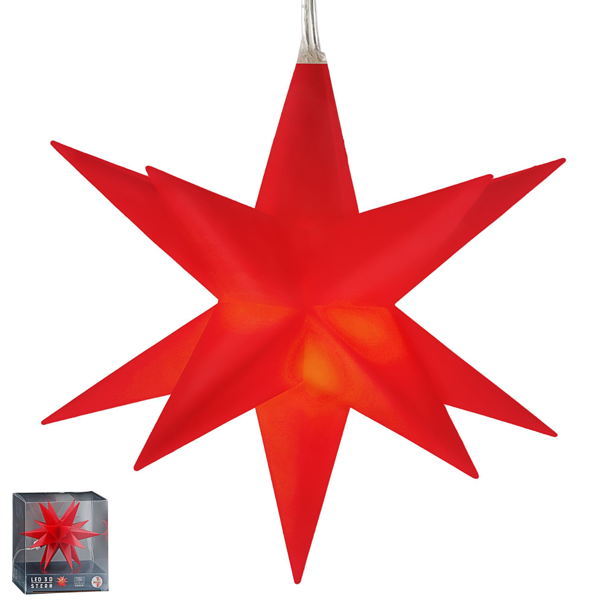 Dekostern Weihnachten CEPEWA Timer rot Weihnachtsstern Leuchtstern 3D