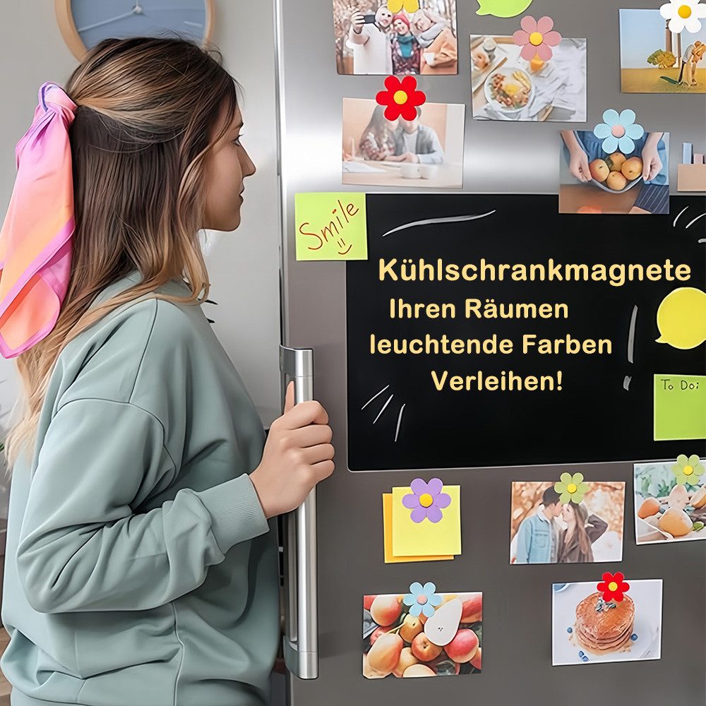 AFKSMILE Magnet 10 Stück Magnete Kühlschrank, 3D Blumen Harz Bunte Kühlschrankmagnet (10-St), Groß 10 Farben Dekoration Magnete für Kühlschrank Anschlagbrett Bü – Bild 4 von 5