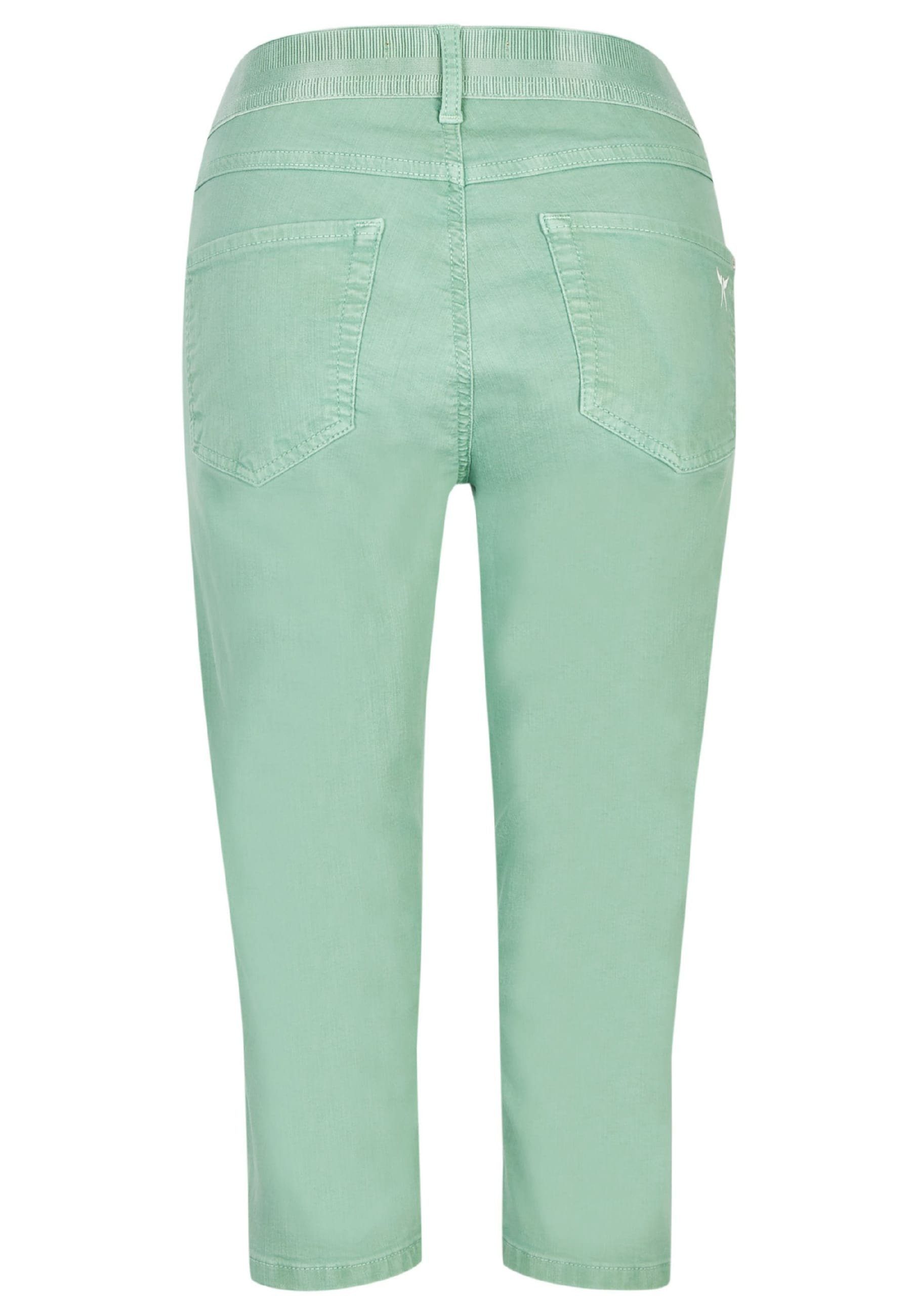 Jeans Denim OSFA grün Capri ANGELS mit mit Label-Applikationen Coloured Slim-fit-Jeans