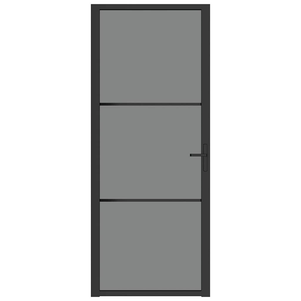 vidaXL Haustür Innentür 83x201,5 cm Schwarz ESG-Glas und Aluminium (1-St)