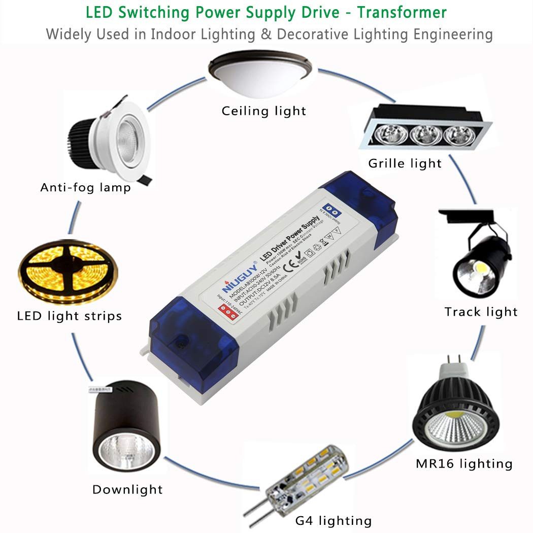 YI LED-Transformator 240V AC / 12V DC LED Trafo LED Trafo