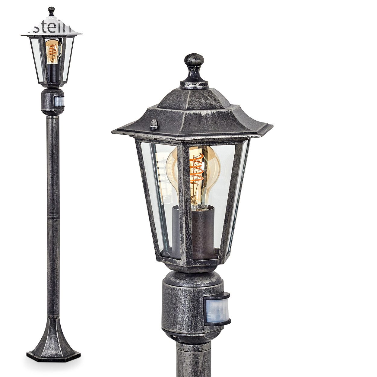 hofstein Pollerleuchte Wegeleuchte m. Bewegungsmelder aus Metall/Glas in Sc günstig online kaufen