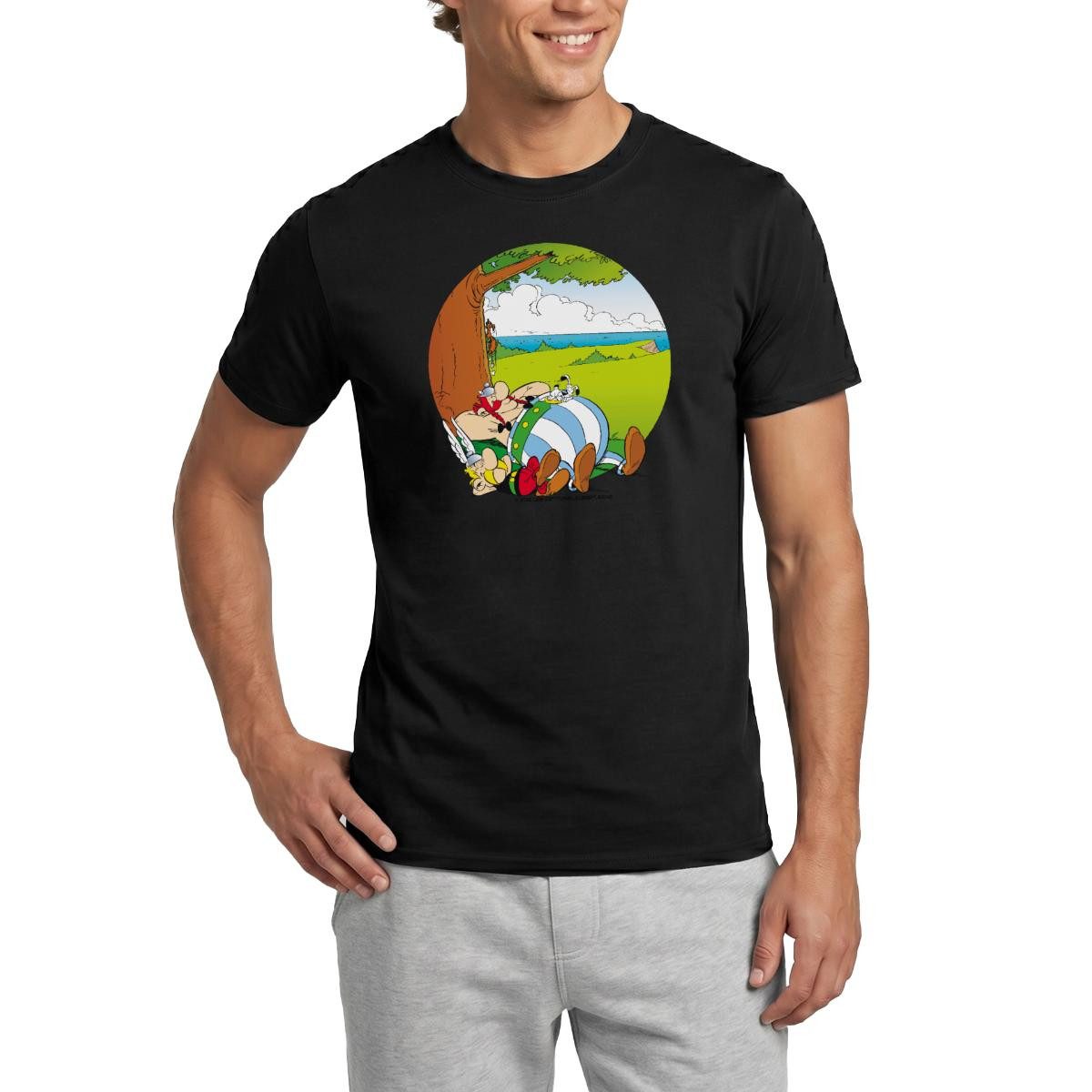 Spreadshirt T-Shirt Asterix & Obelix Machen Siesta Mit Idefix Männer T-Shirt (1-tlg)