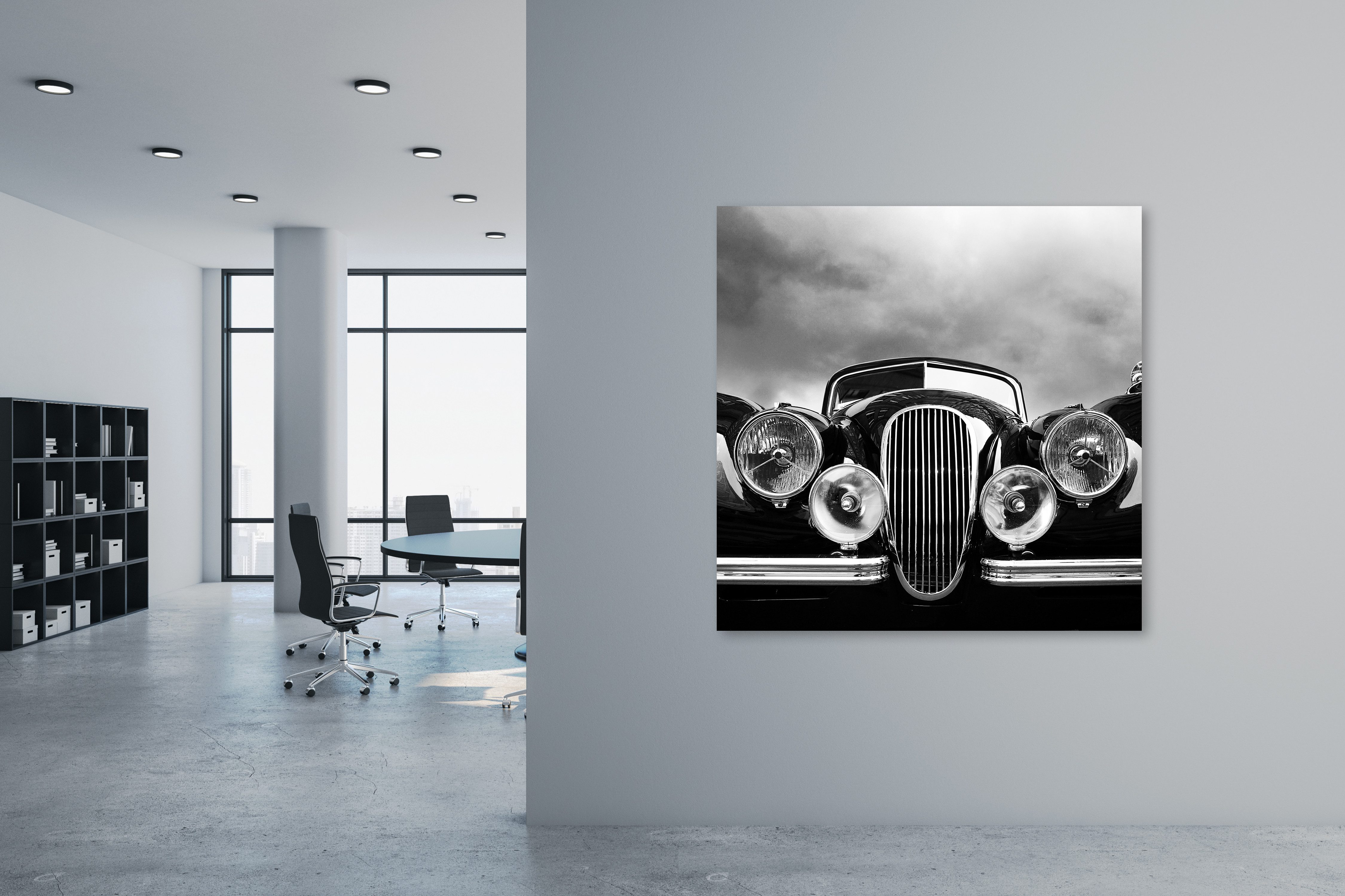 queence Leinwandbild Sir, Auto, Autos, Schwarz-Weiß (1 St), mit sehr guten Schallabsorptions-Eigenschaften