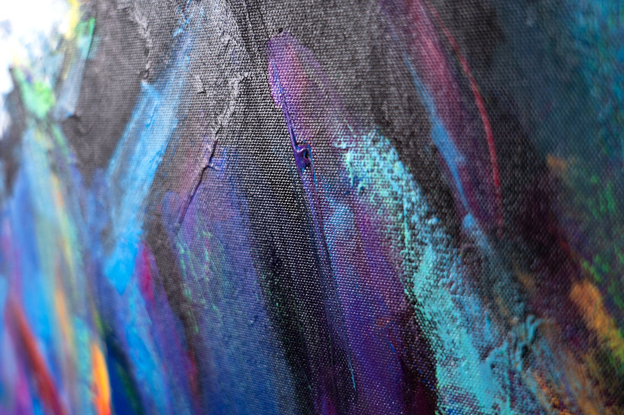 Mit Löwenstärke, Blau Abstraktion Gemälde in YS-Art Rahmen