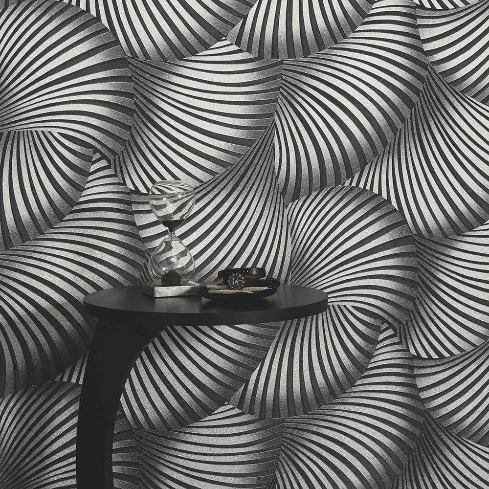 Erismann Vliestapete Fächer Schwarz Silber Metallic 10525-29 Guido Maria Kretschmer