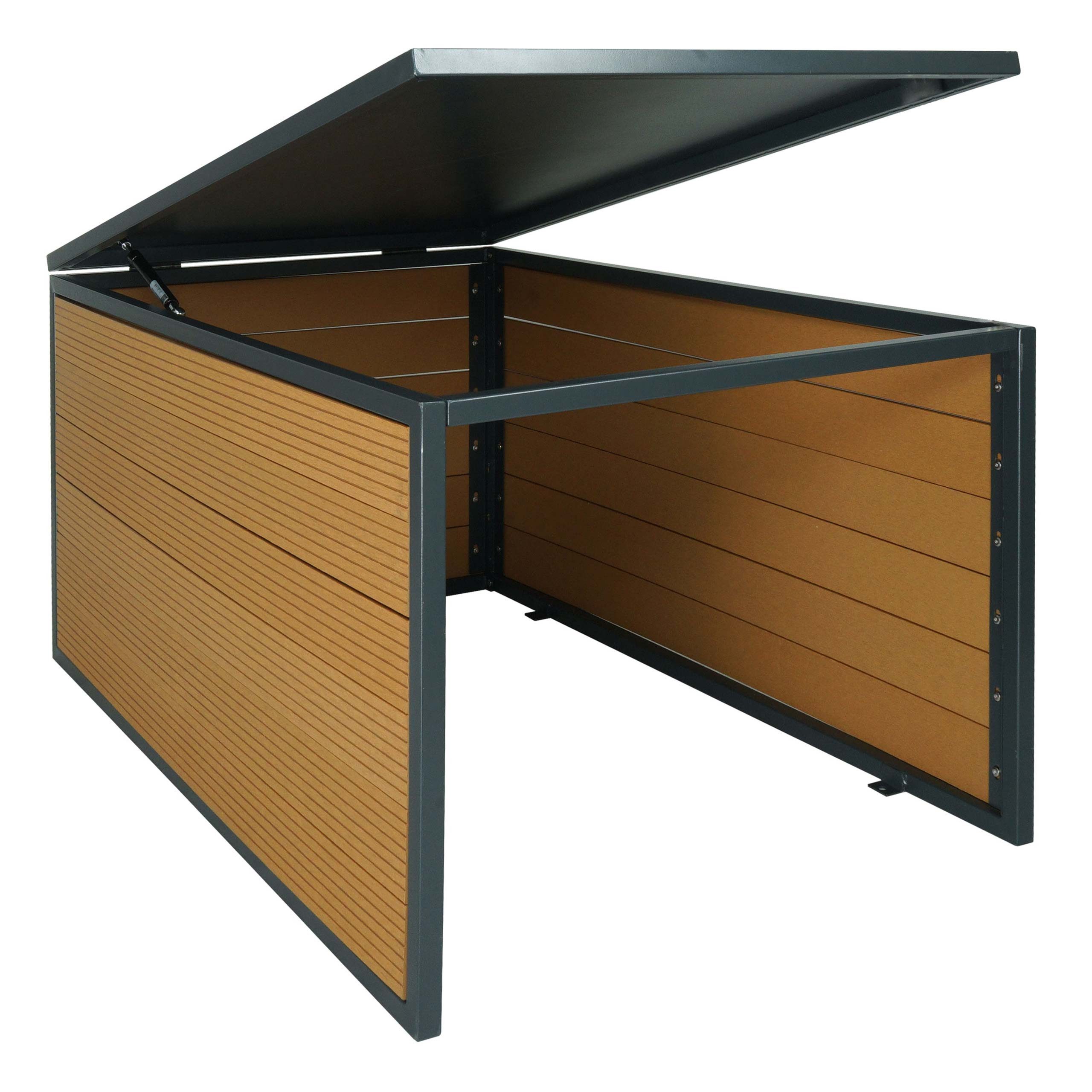 PROREGAL® Mähroboter-Garage XXL Unterstand für Rasenmäher Klappdach HxBxT 43x70x90cm WPC&Metall, BxTxH: 70x90x43 cm