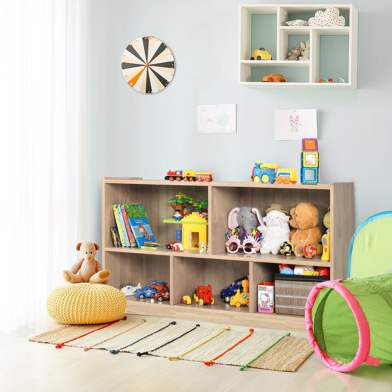 COSTWAY Bücherregal, Spielzeugschrank, 2 große Fächer günstig online kaufen