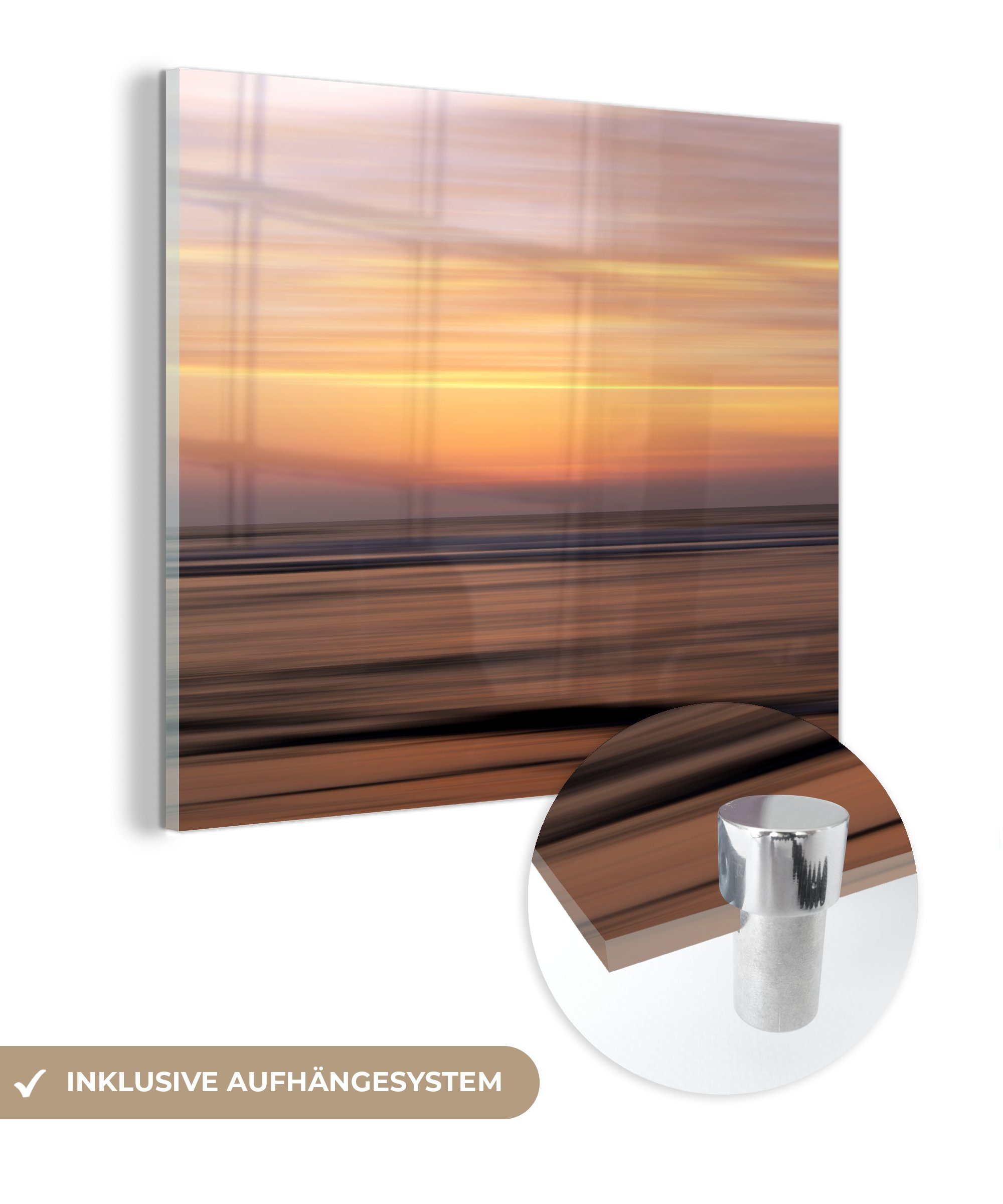 MuchoWow Acrylglasbild Sonnenuntergang am Meer, (1 St), Glasbilder - Bilder auf Glas Wandbild - Foto auf Glas - Wanddekoration