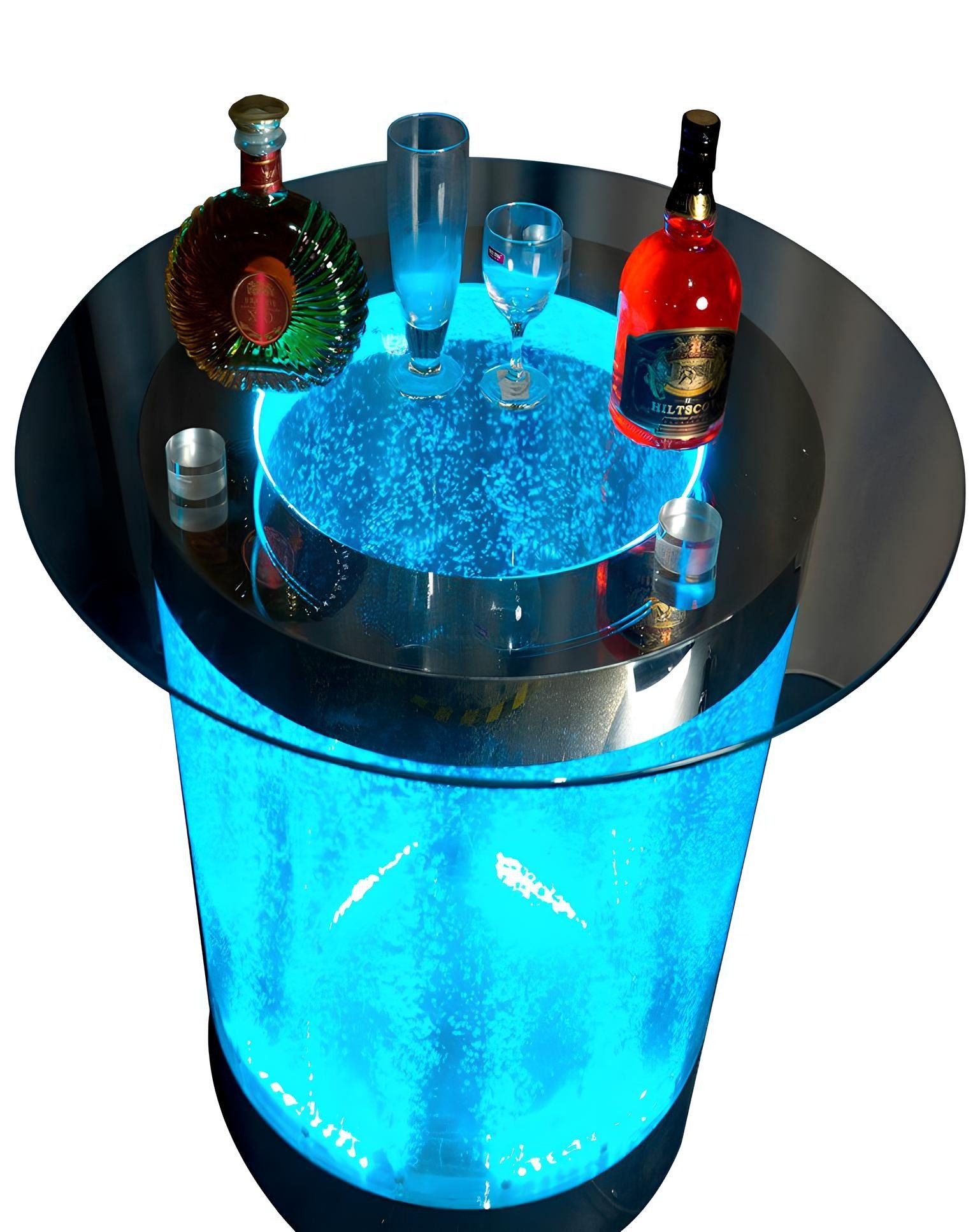Xlmoebel Beistelltisch Beleuchteter Couchtisch mit Wasserwand und integrierter Bartheke (Led Bar Tisch), Hergestellt in Europa