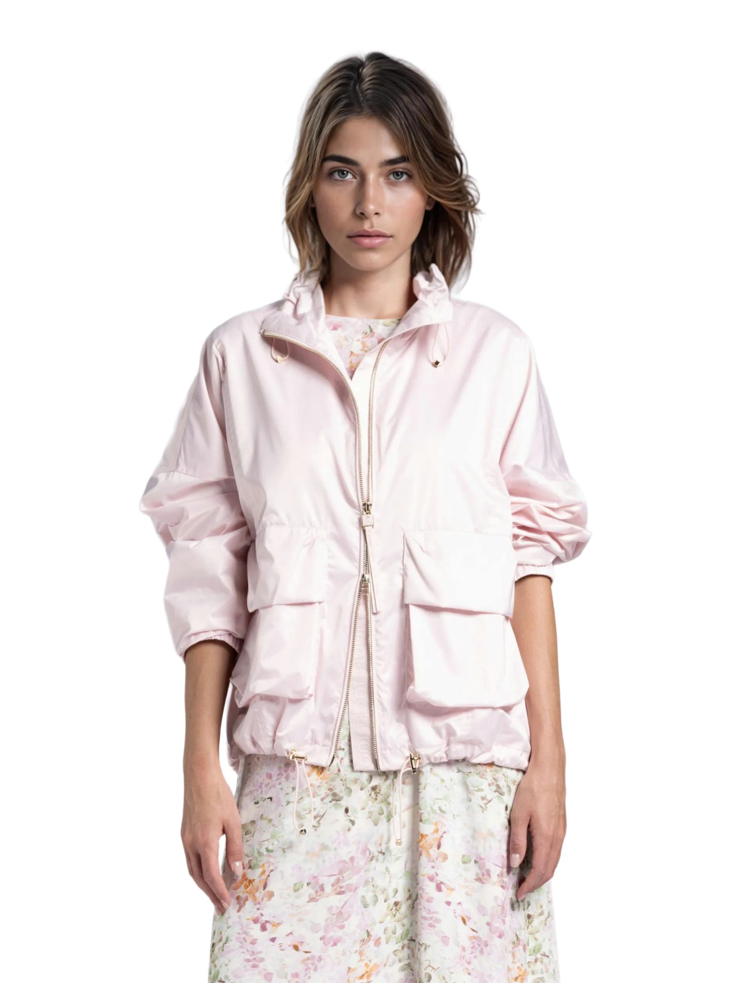 JOOP! Wolljacke rosa,Outdoor,Polyester,Unifarben,Stehkragen,Lang,Loose Fit