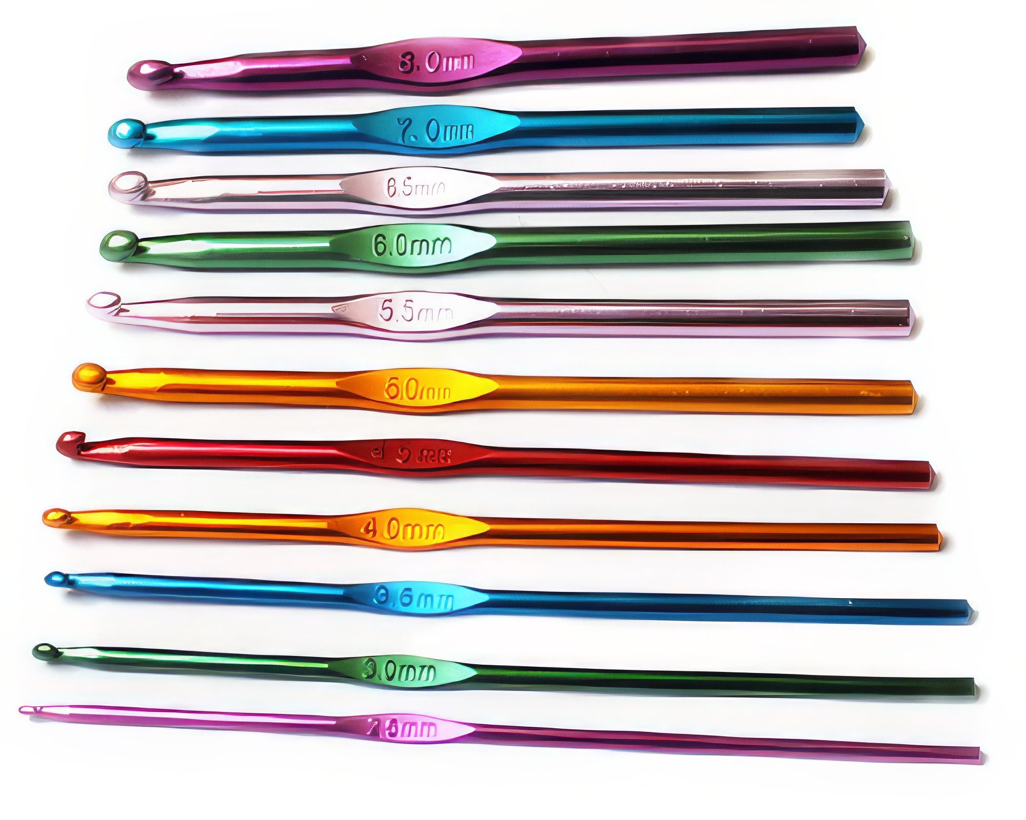 Yudu Häkelnadeln 11 Stück Nadeln Set 2–8 mm Aluminium Bunt 14 cm lange