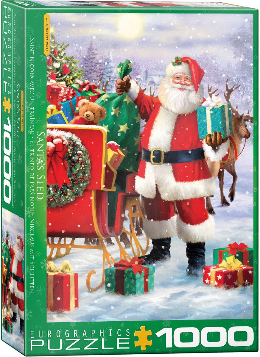 Puzzle 1000 Teile Puzzle - Puzzle - Weihnachtsmann mit Schlitten von Simon, günstig online kaufen
