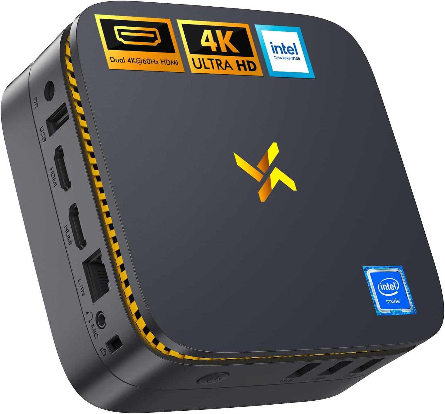 Huidun H30 Intel Twin Lake N150 (bis zu 3,6 GHz) Mini-PC (Intel Intel Twin Lake N150, 16 GB RAM, 512 GB SSD, Windows 11 Pro, 4K UHD, HDMI Gigabit Ethernet, bis zu 3,6 GHz)
