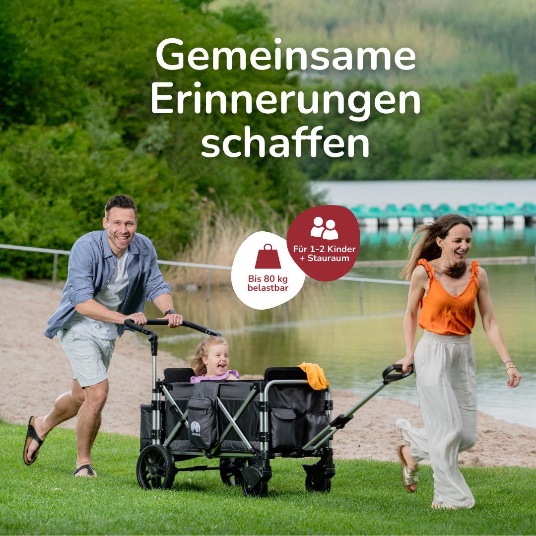 Thumbnail - elvent Bollerwagen FamilyStar 2 (inkl. Zubehör), Kompakt faltbar, Für bis zu 2 Kinder, Superleicht und komfortabel