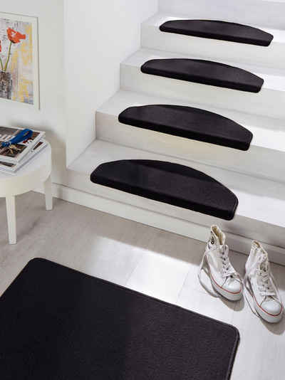 Stufenmatte Fancy, HANSE Home, halbrund, Höhe: 7 mm, 15 Stück, Treppenmatten, Selbstklebend, Stufenteppich, Treppenstufen