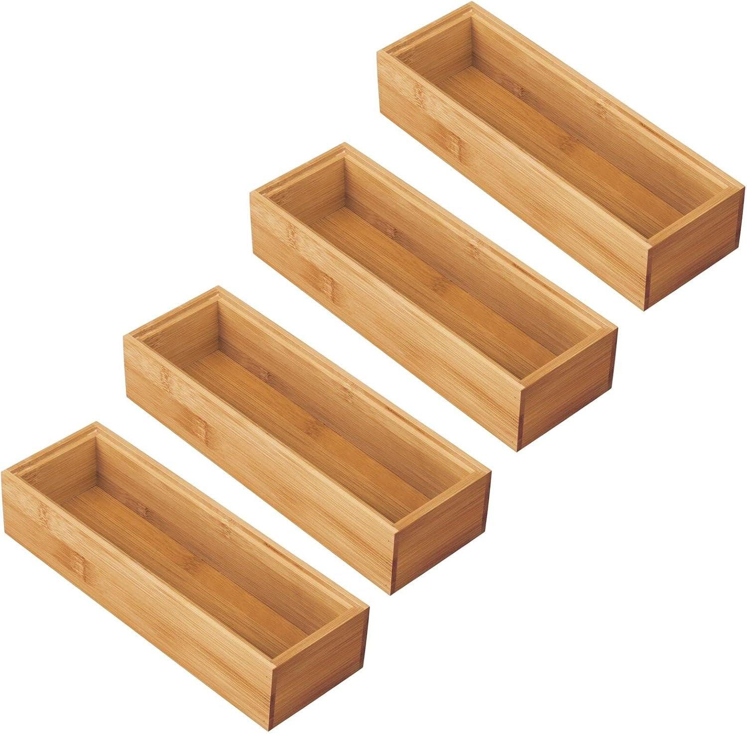 mDesign Badaccessoire-Set mDesign Schubladenbox Badezimmer Aufbewahrung Organizer 4er Set Bamb
